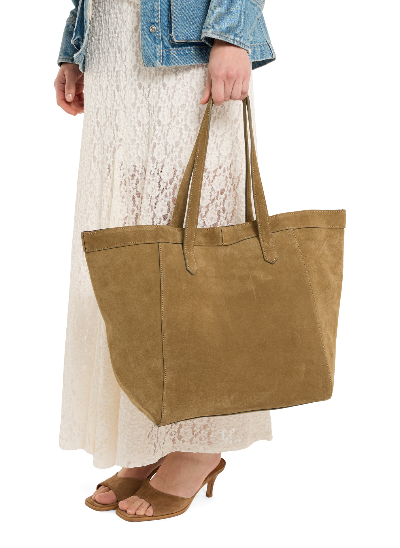 Shopper aus Veloursleder SAISON 1865 Khaki