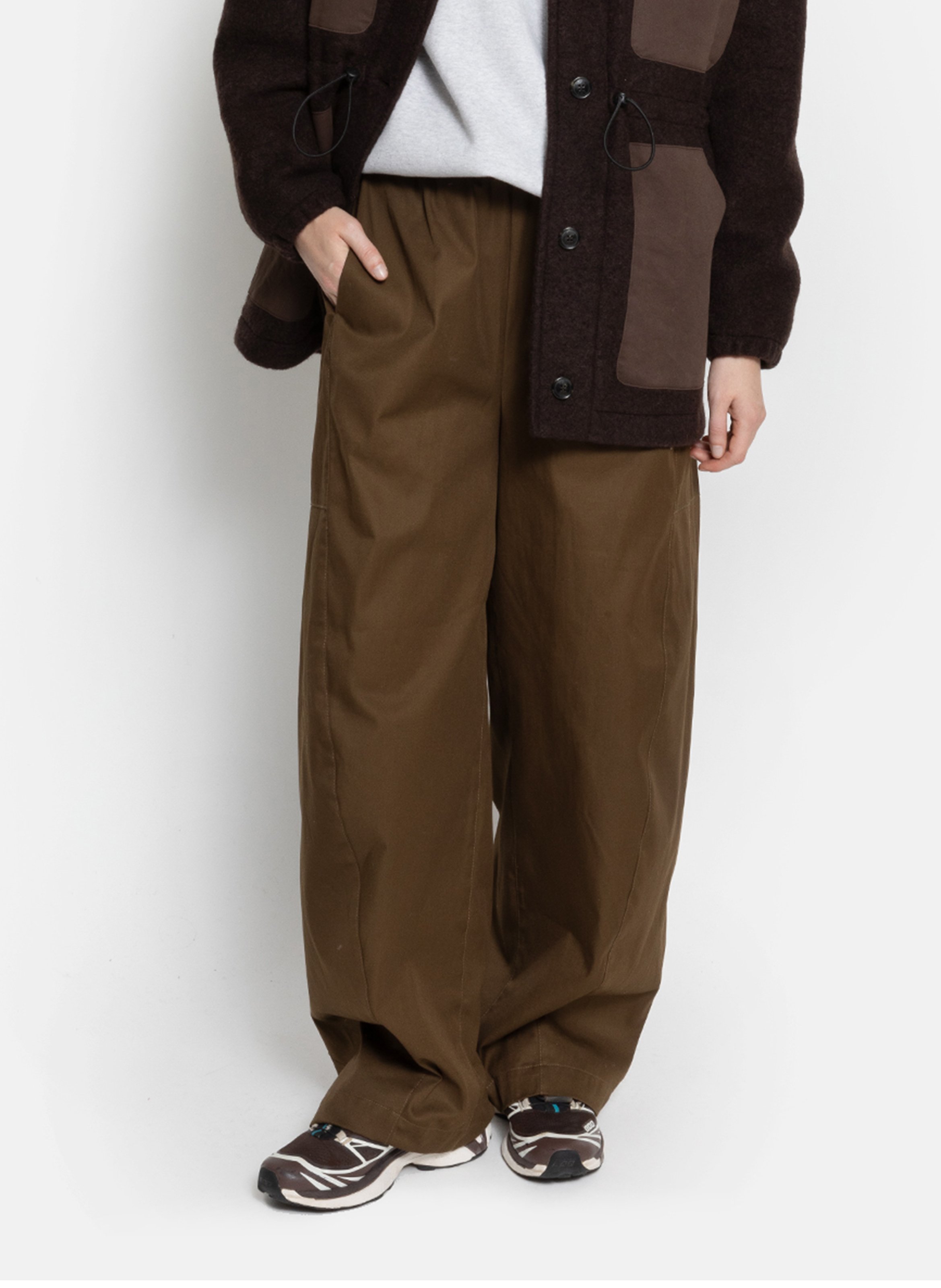 Pantalon large taille haute élastiquée AME ANTWERP Vert