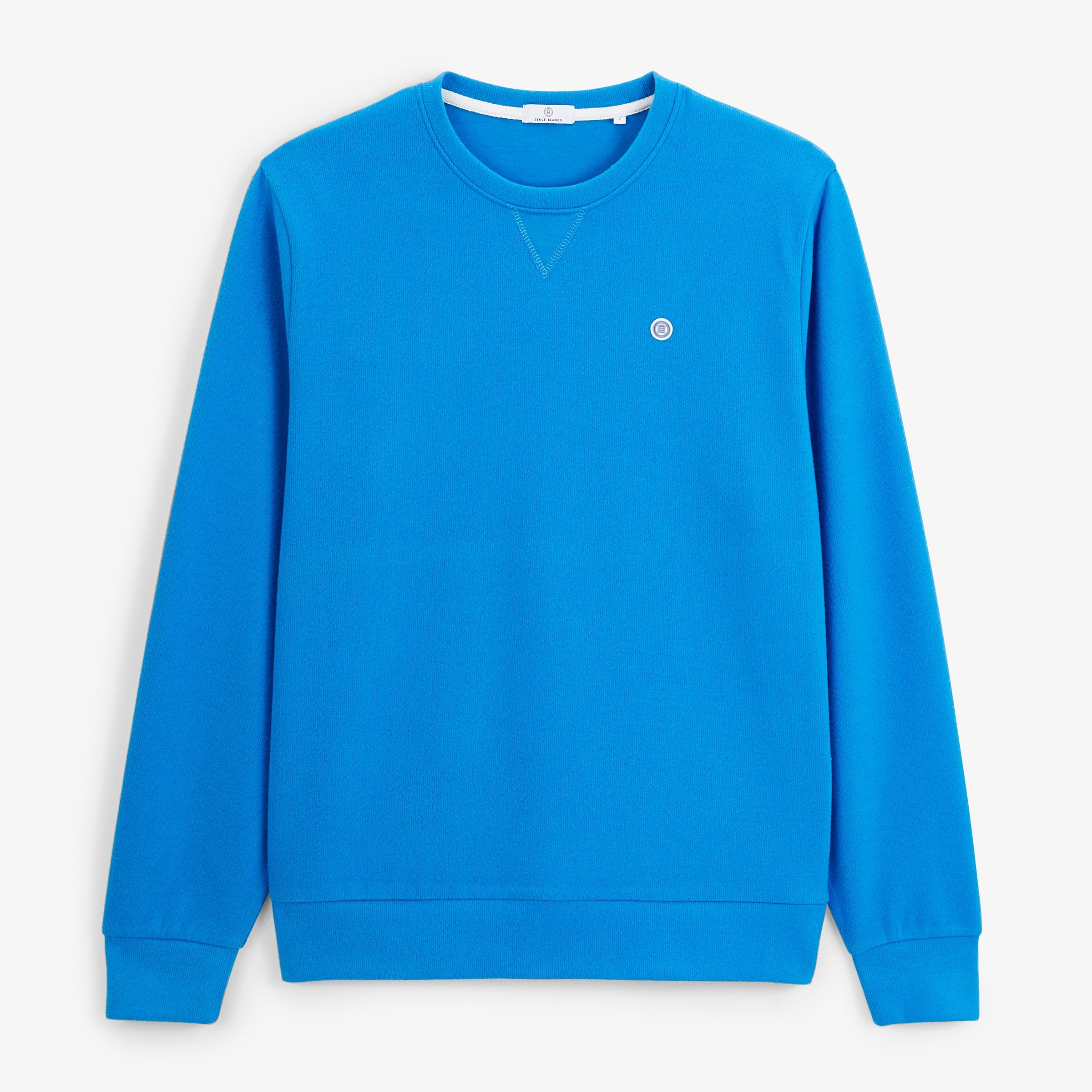 Round neck sweatshirt French rib SERGE BLANCO Blue
