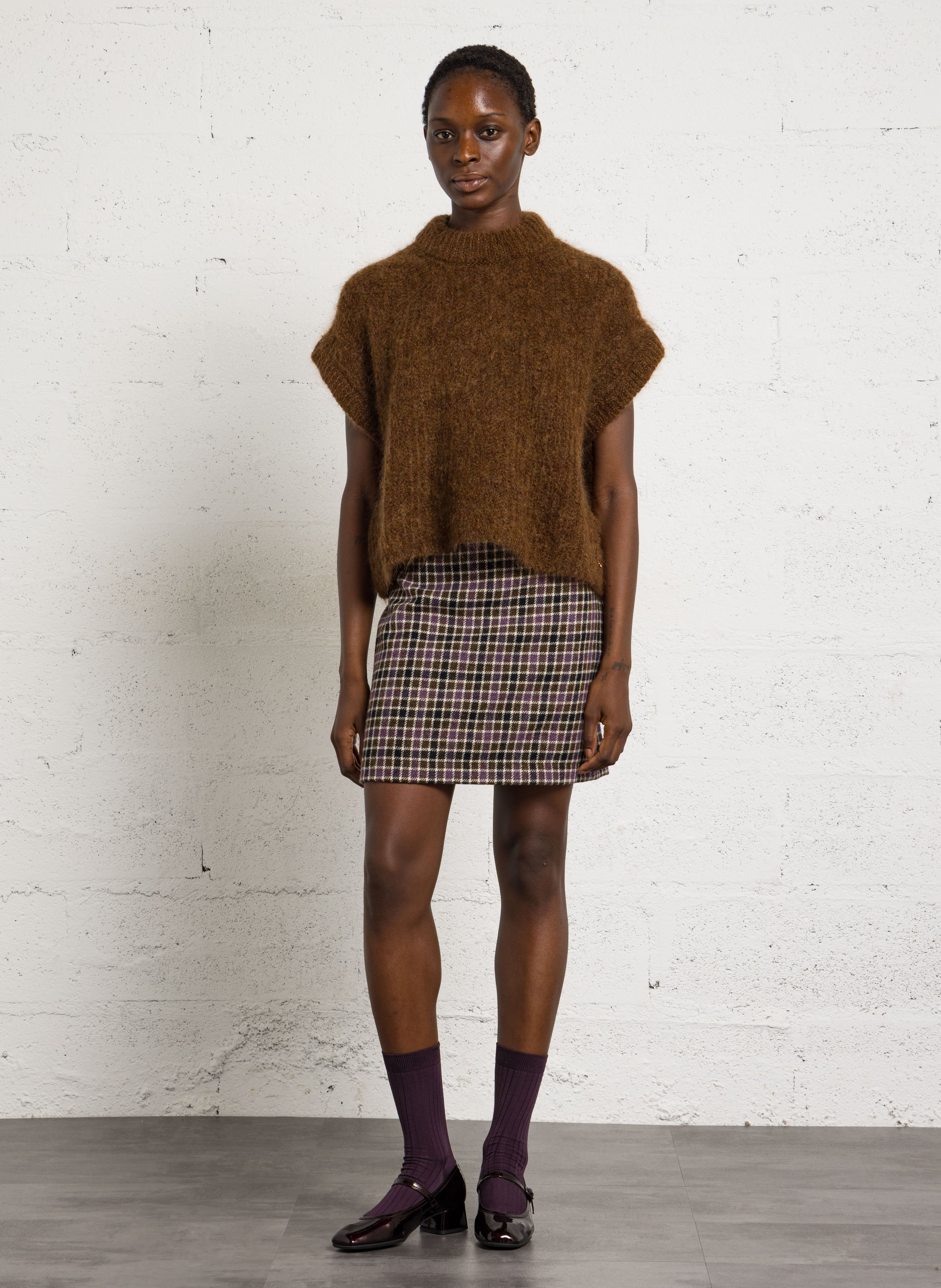 Short wool skirt DES PETITS HAUTS Multicolored