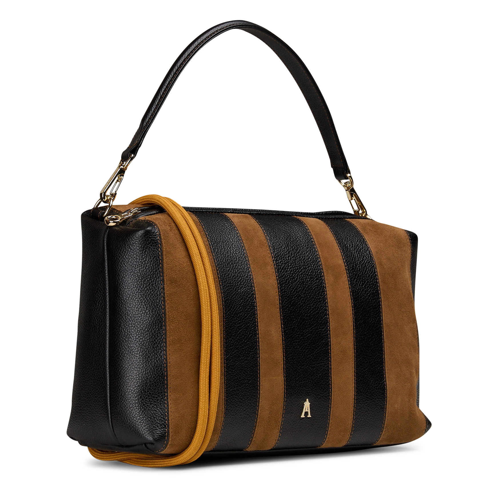 Striped calfskin leather handbag CRAIE STUDIO Black