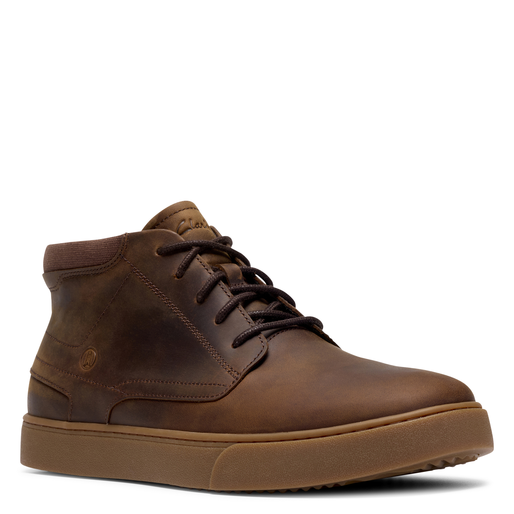 Boots à lacets en cuir lisse CLARKS Marron