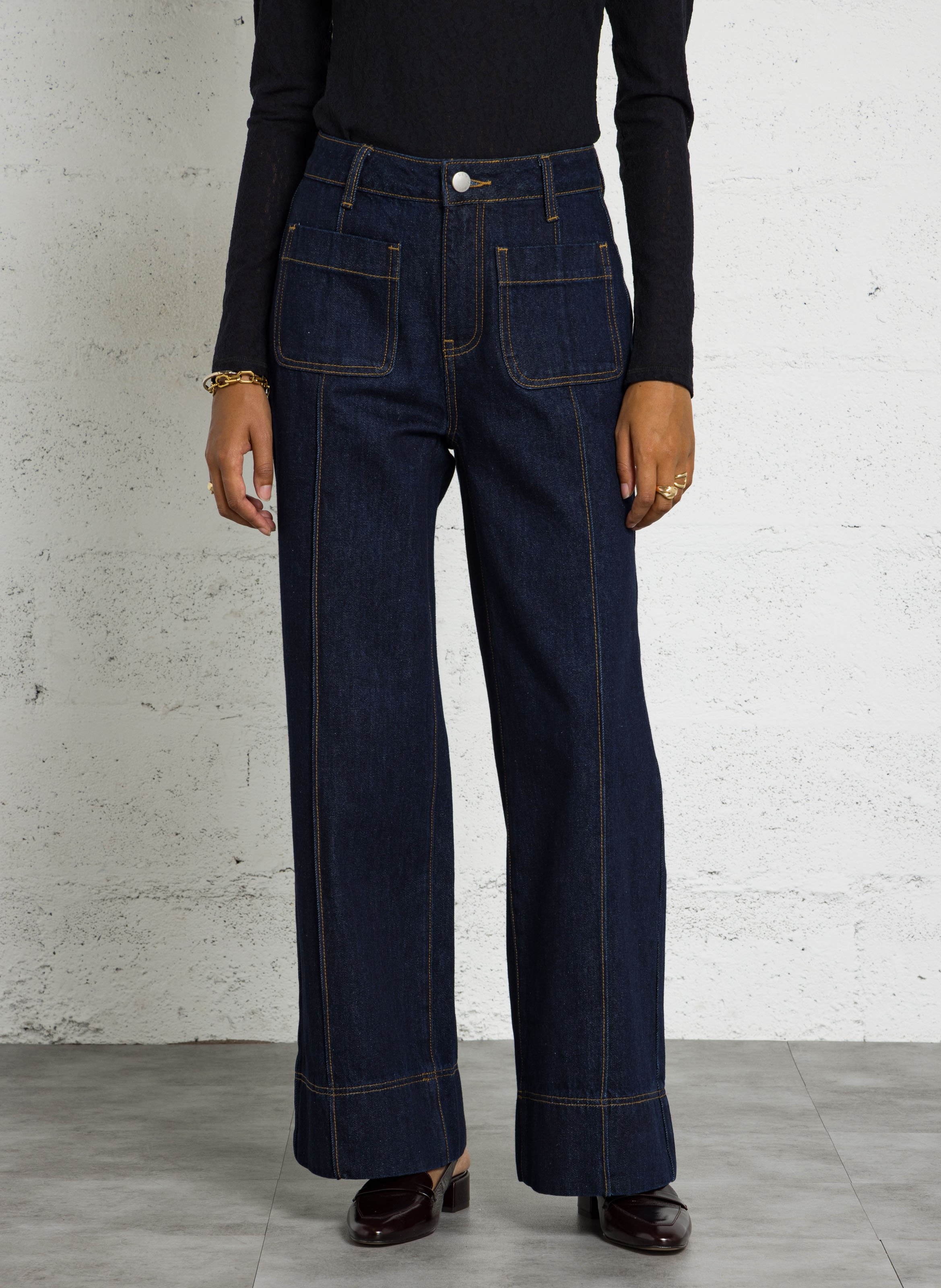 Flared Jeans aus Baumwolle SUNCOO Jeans ohne Waschung