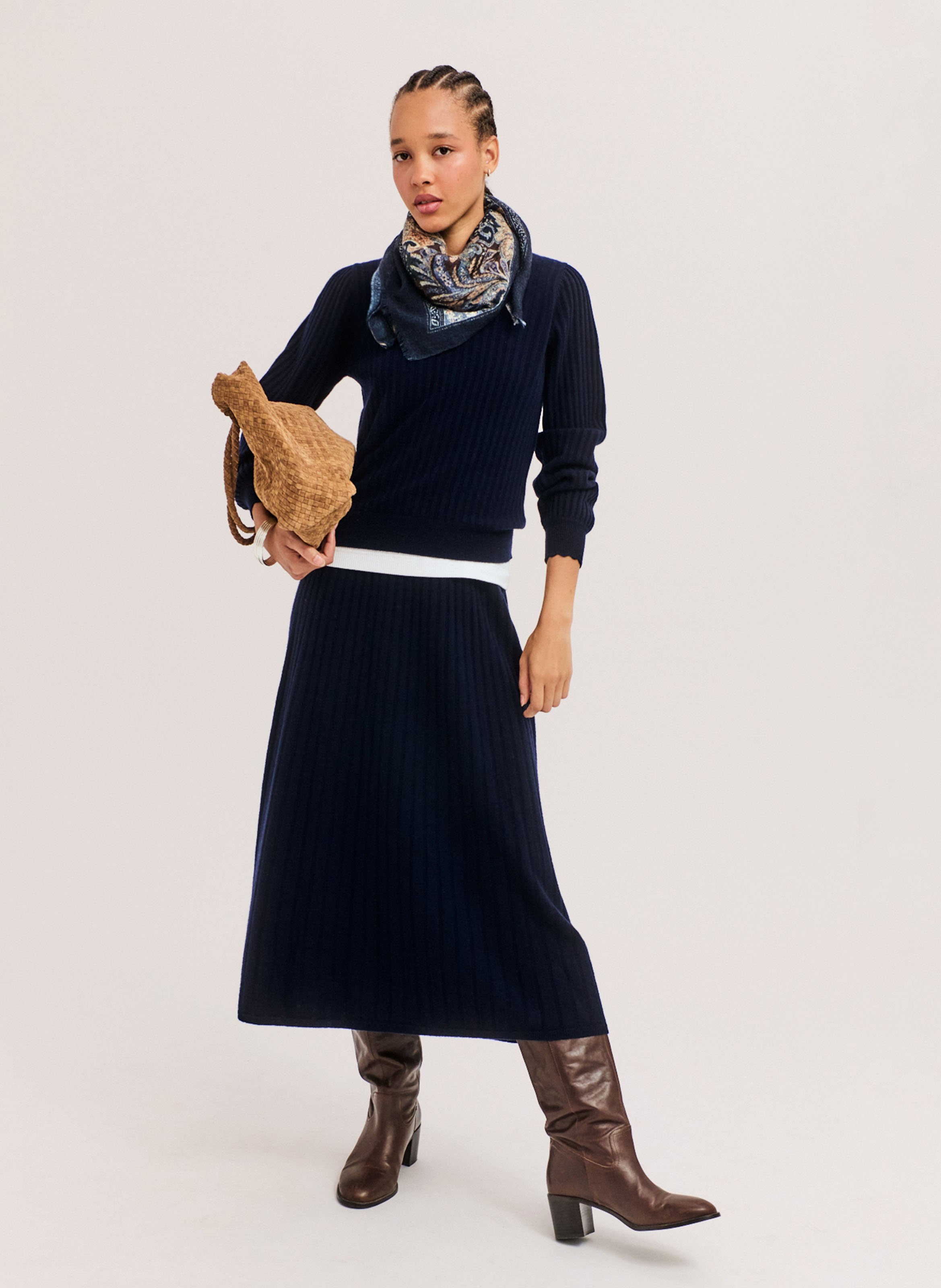 Round-neck wool sweater PABLO Blue