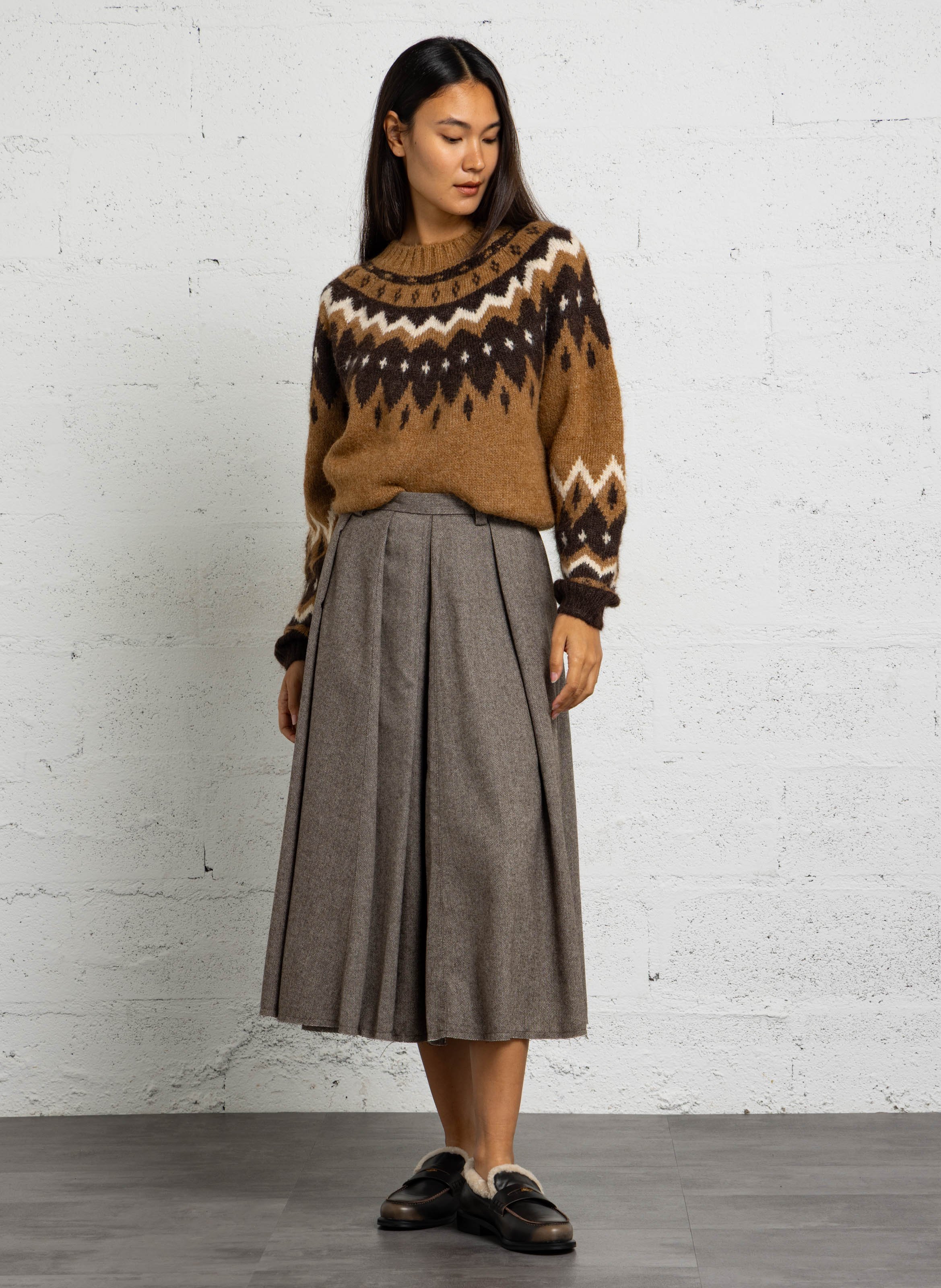 Pull ample col rond THE KORNER Marron