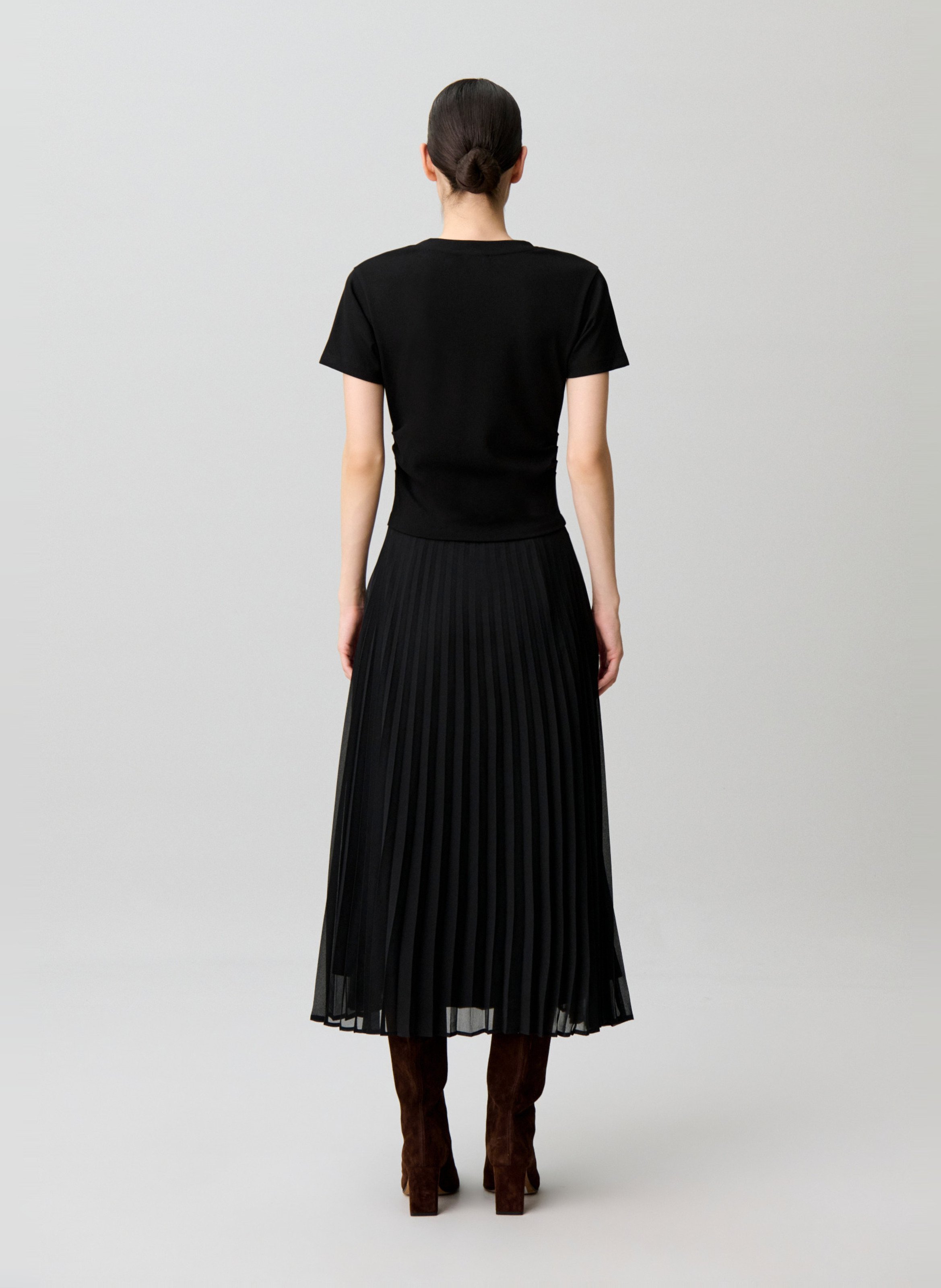 Robe longue col rond plissée CLAUDIE PIERLOT Noir