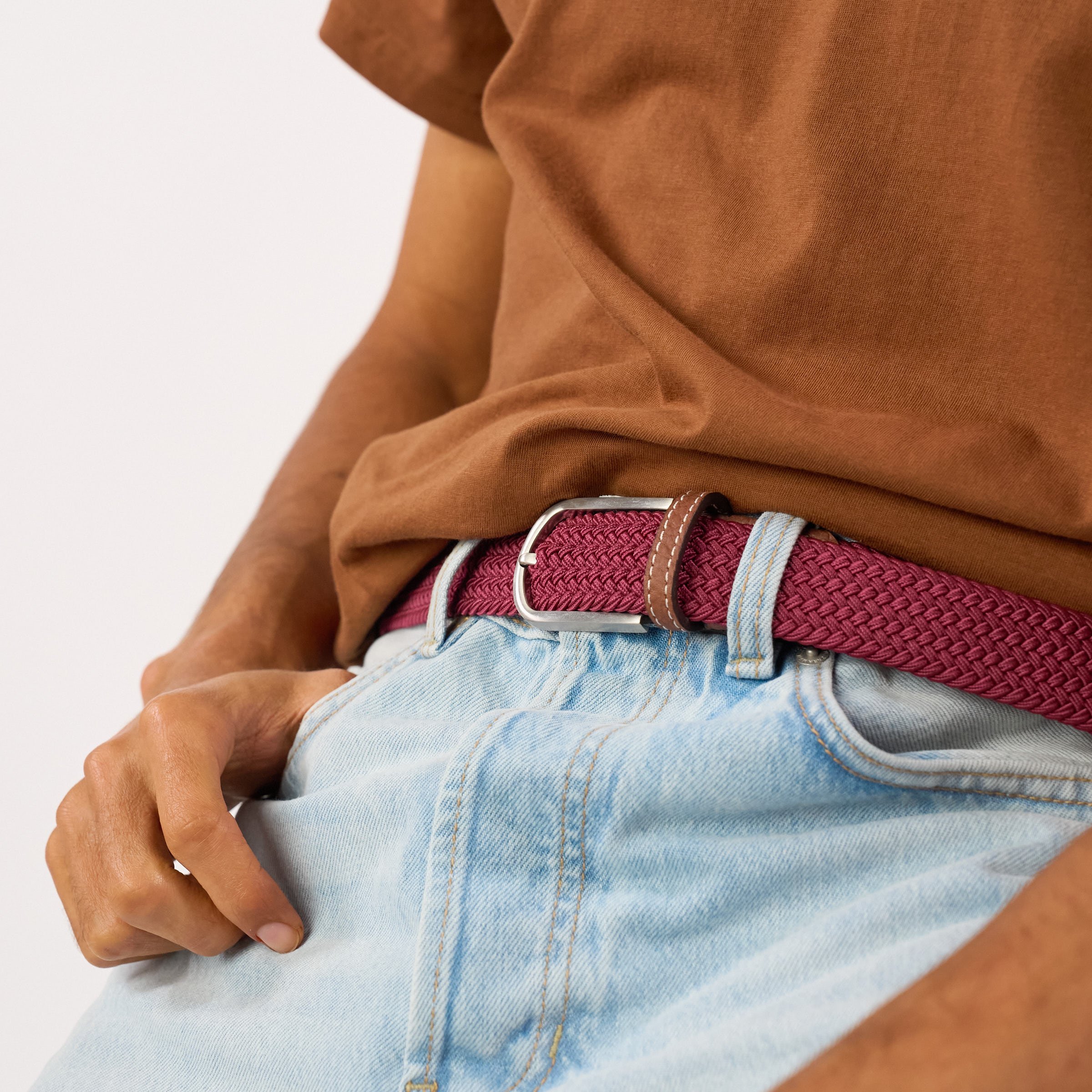 Solid Elastic Braided Belt BILLYBELT Red