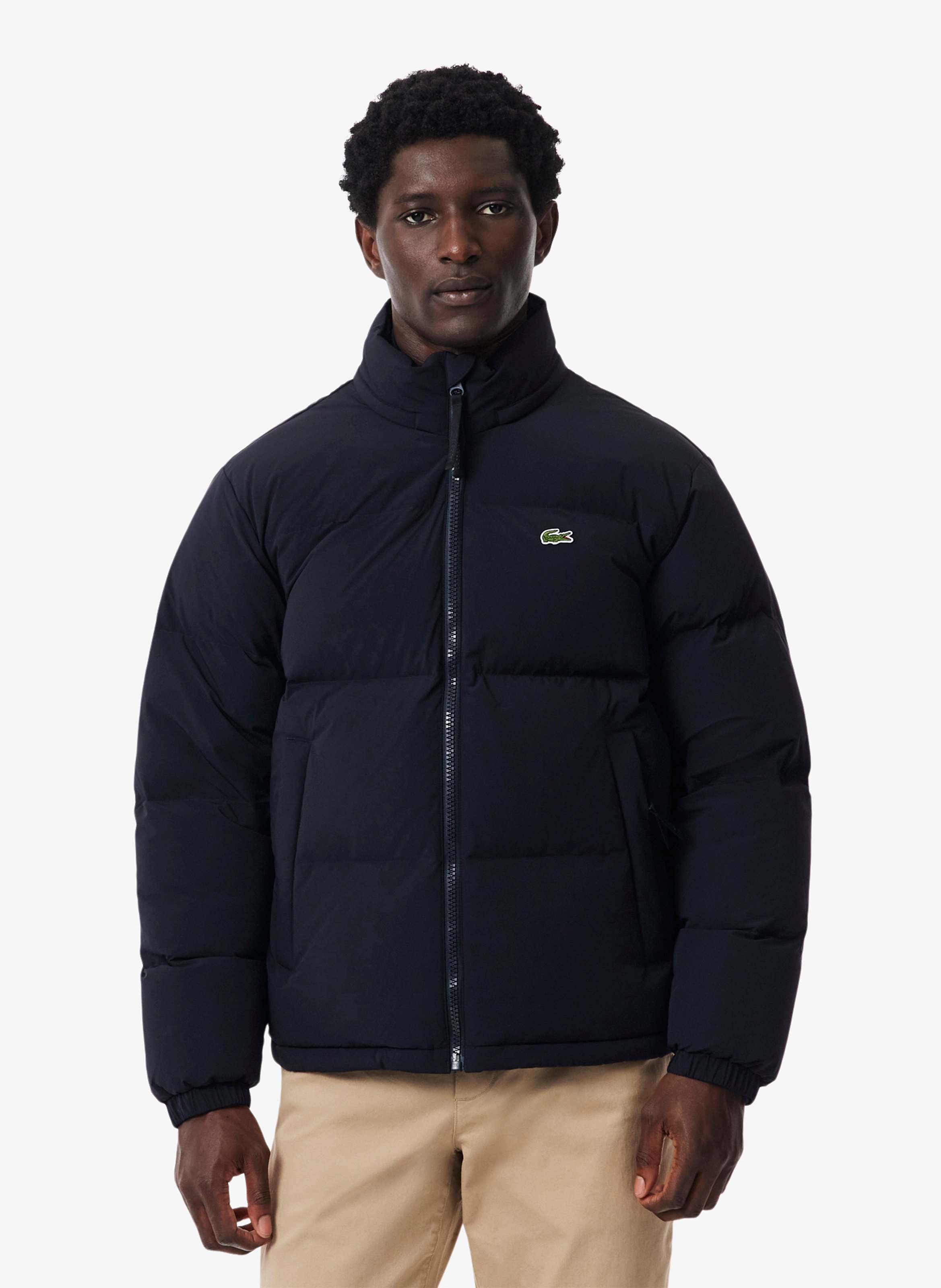 Straight quilted jacket with high collar and water-repellent hood LACOSTE Blue
