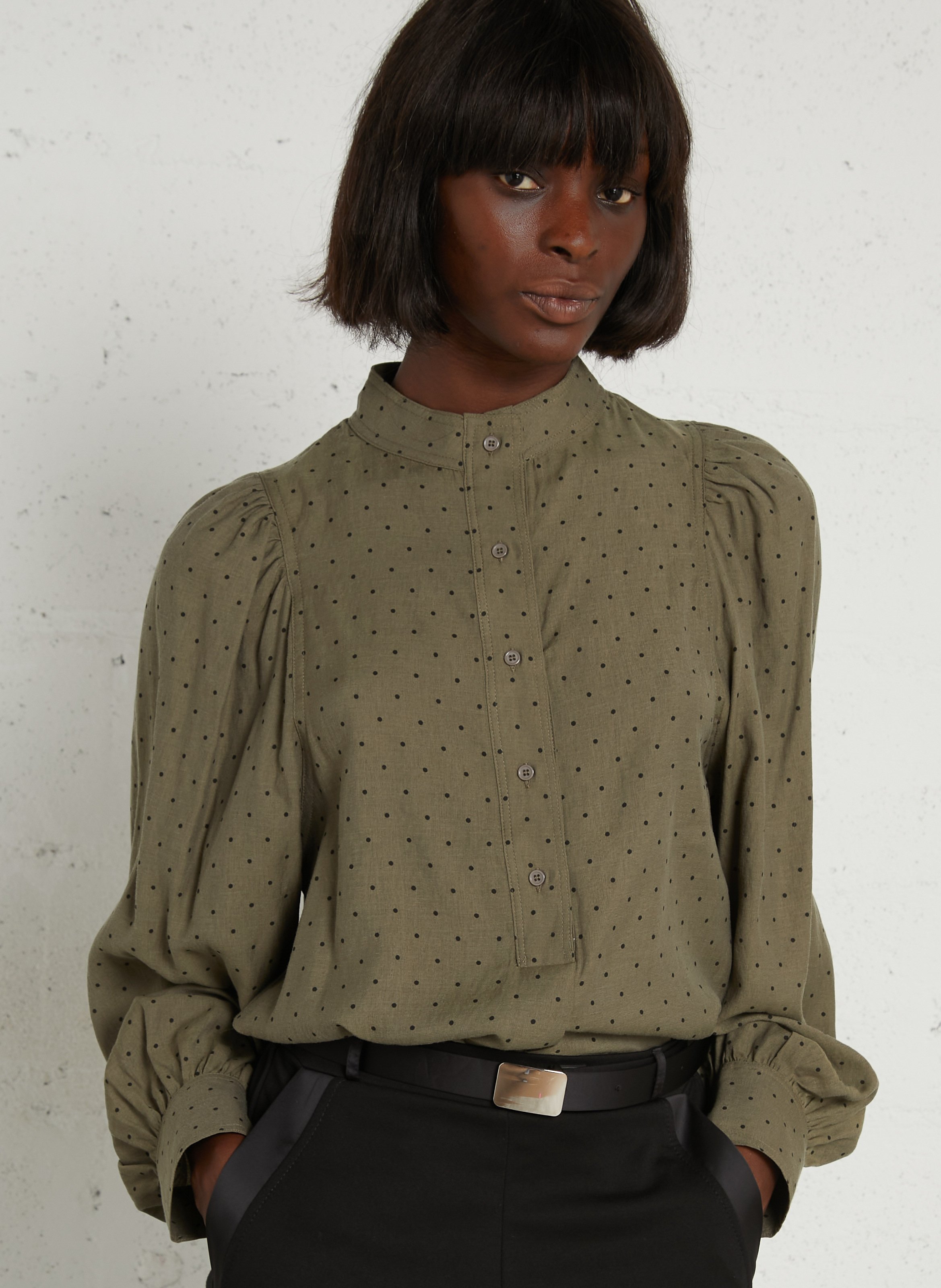 Blouse imprimée col montant  SEE U SOON Kaki
