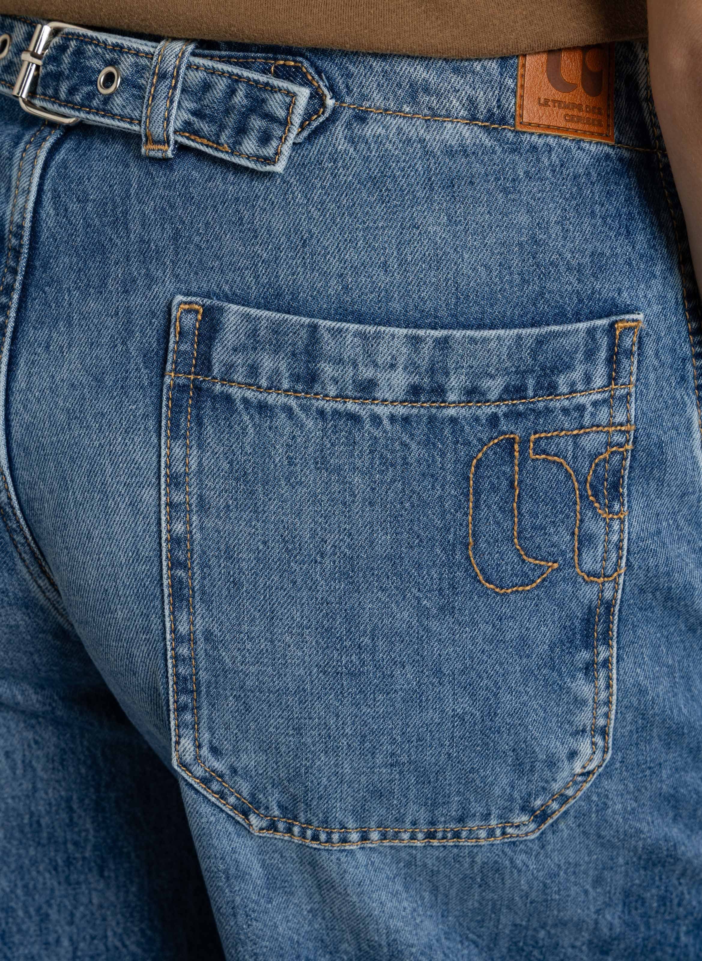 Weite Jeans, groß, Länge 34 LE TEMPS DES CERISES Blau