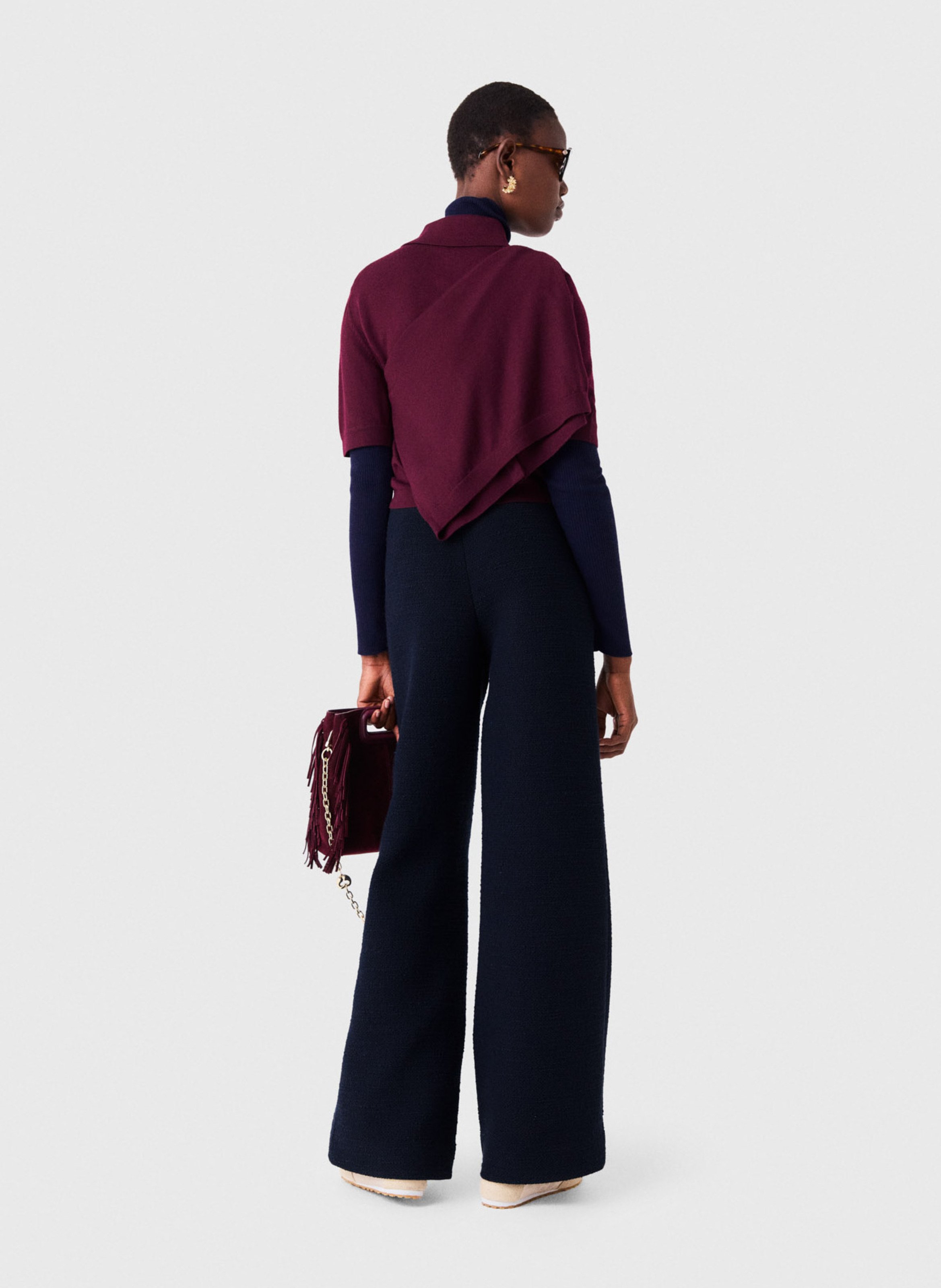 Pantalon droit jambes larges uni MAJE Bleu
