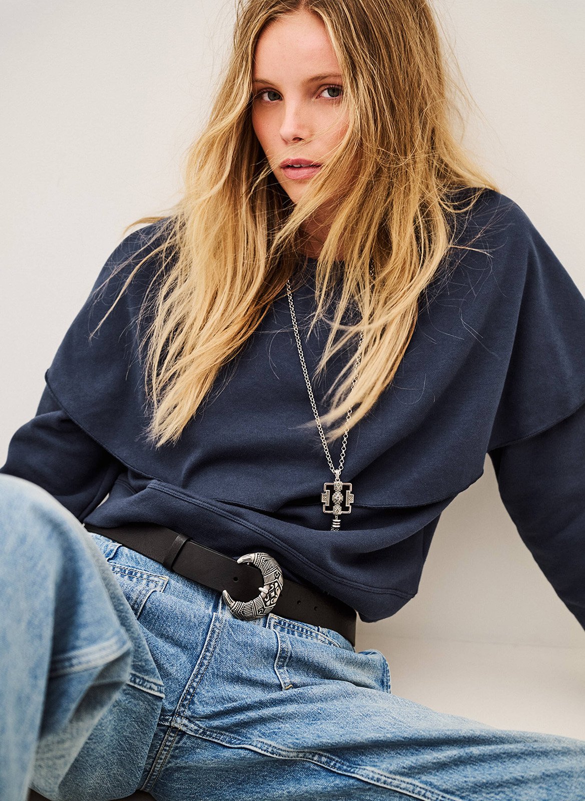 Straight cotton-blend sweater BA&SH Blue