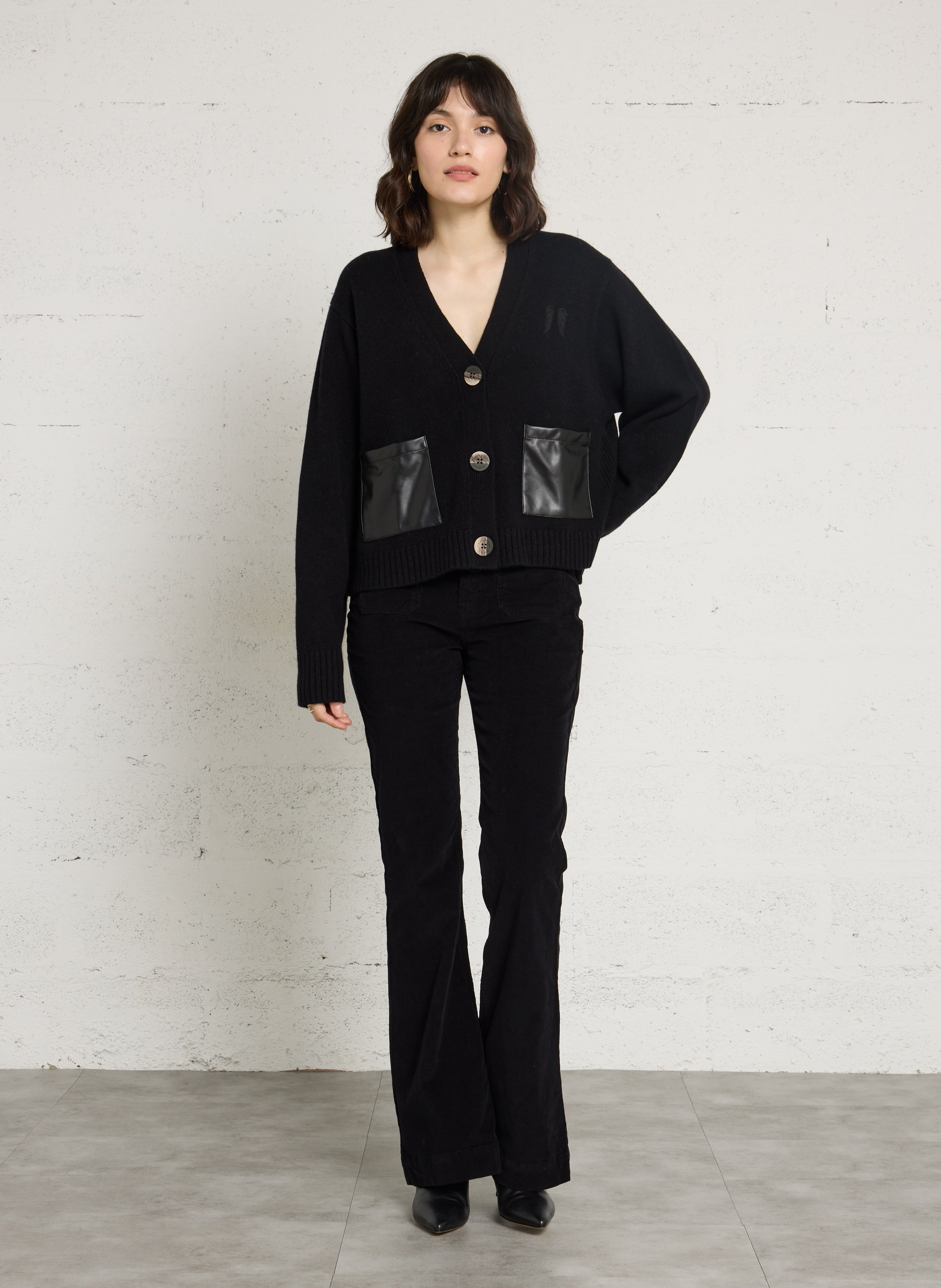Cardigan ample en laine BERENICE Noir
