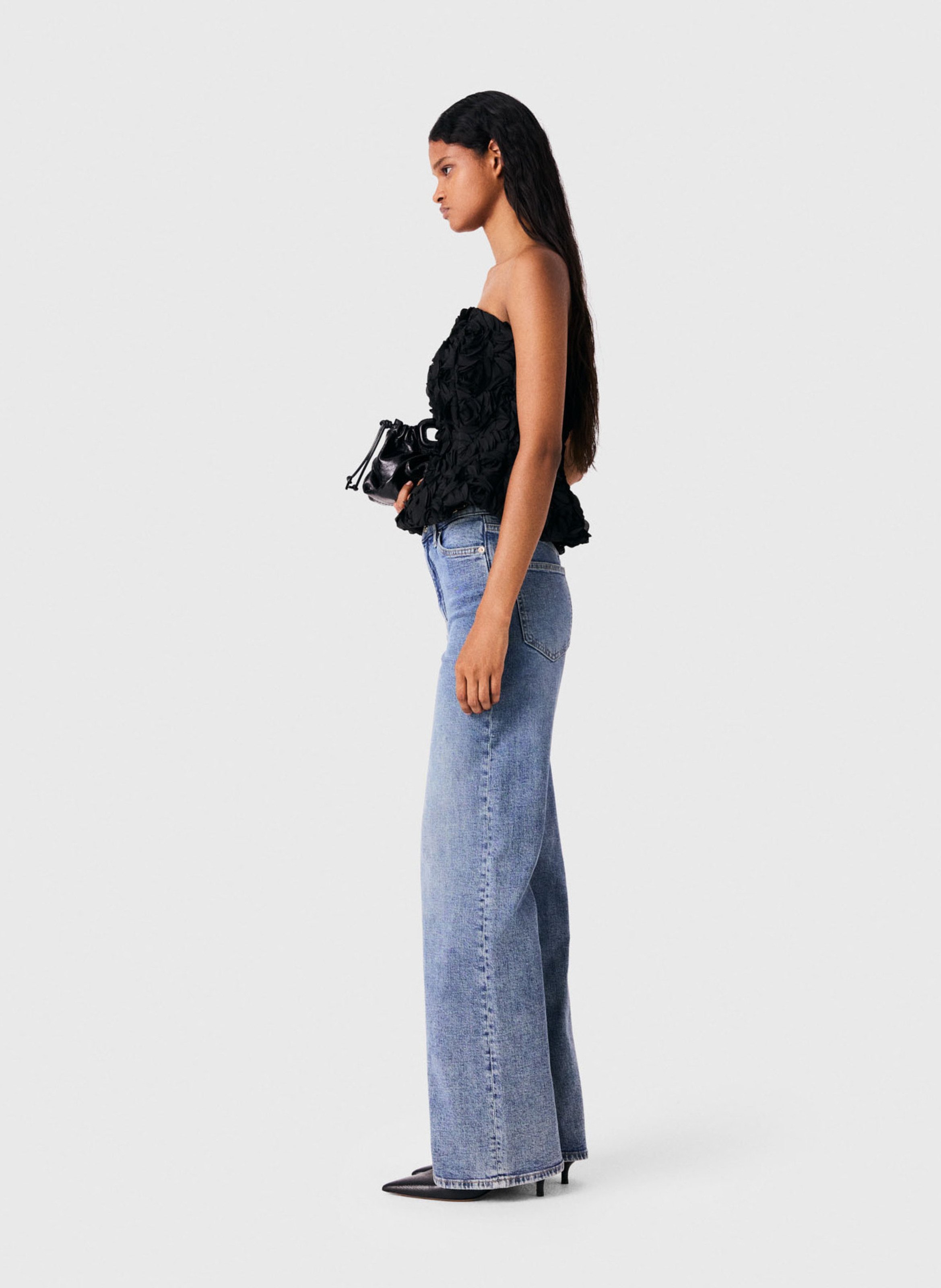 Top bustier versierd met bloemen MAJE Zwart