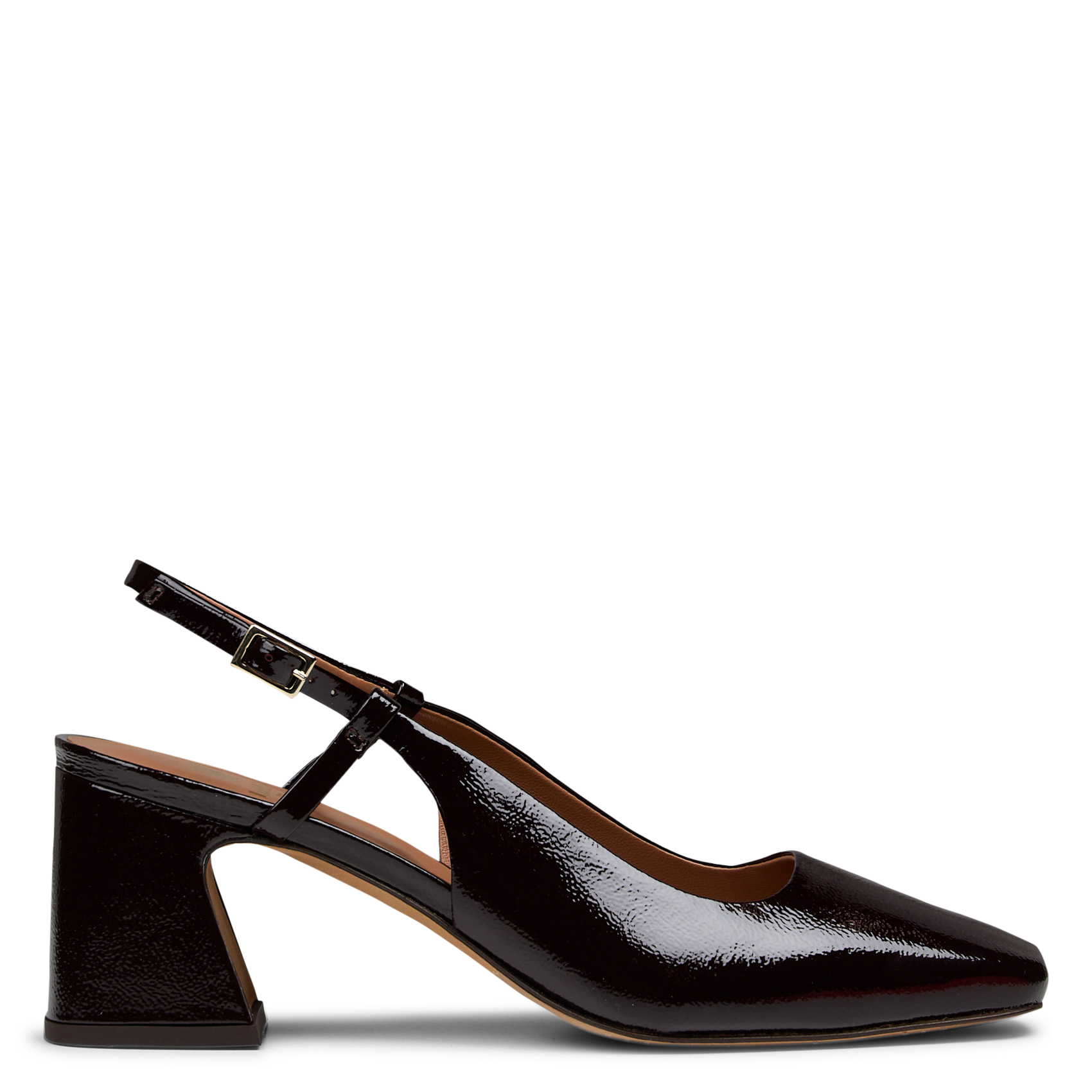 Escarpins slingback en cuir vernis BOBBIES Marron