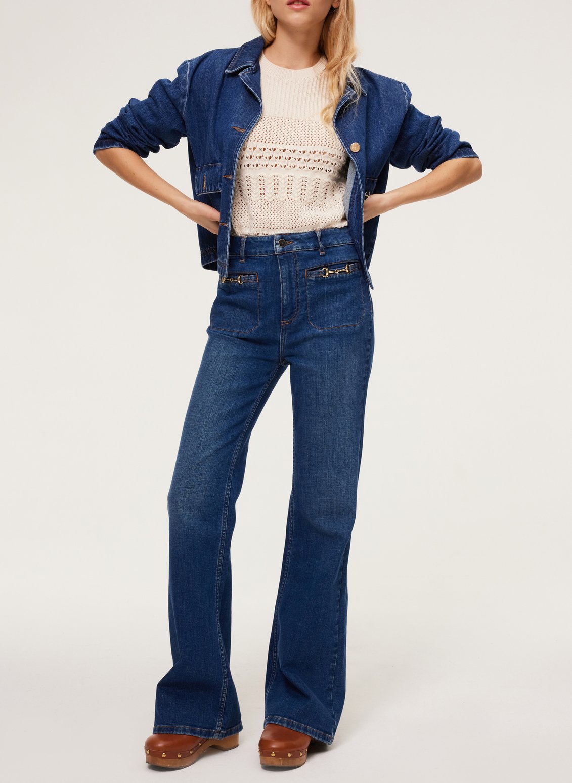 Flared cotton jeans PABLO Blue