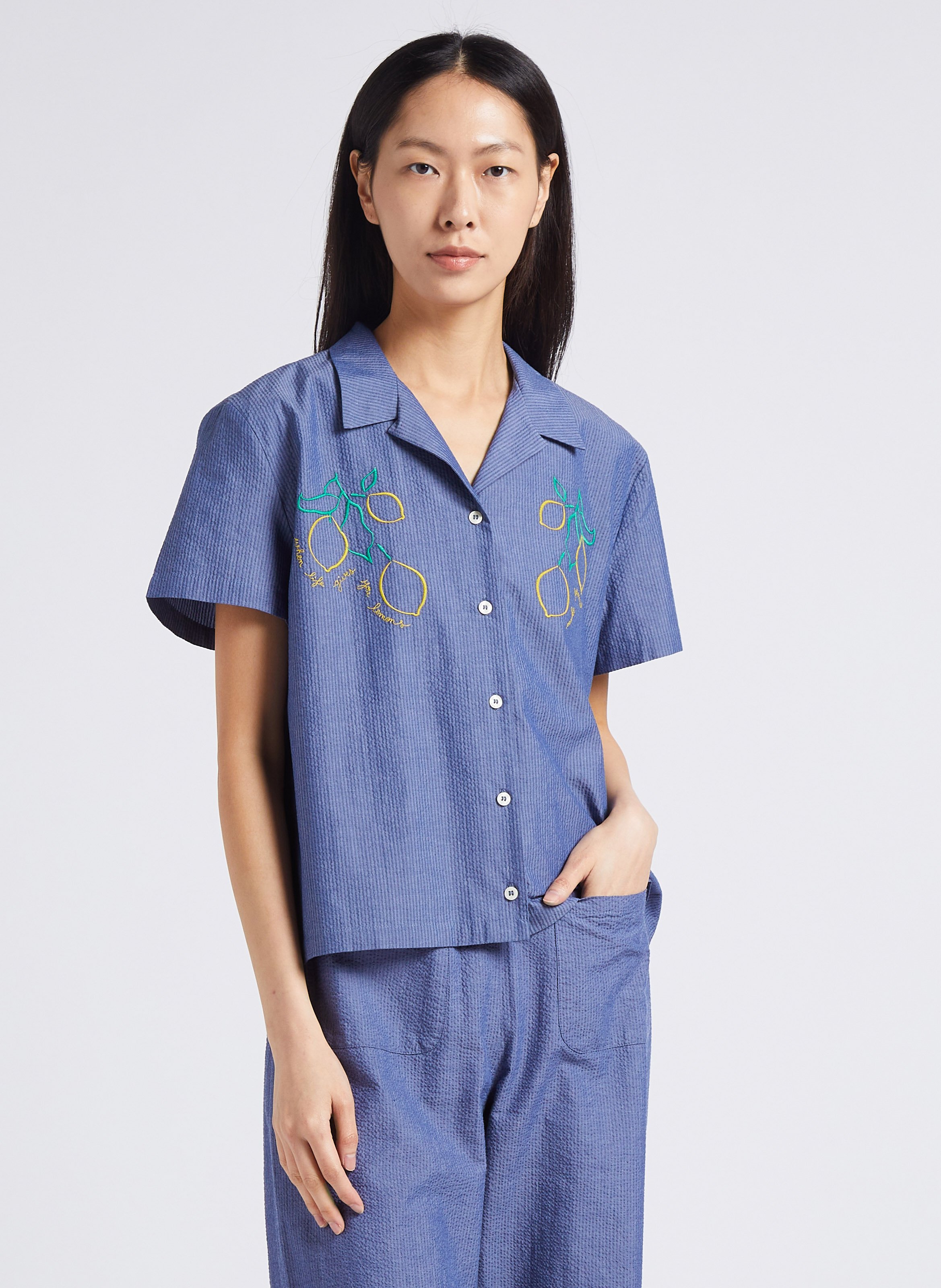 Cotton shirt with classic collar MAISON LABICHE Blue