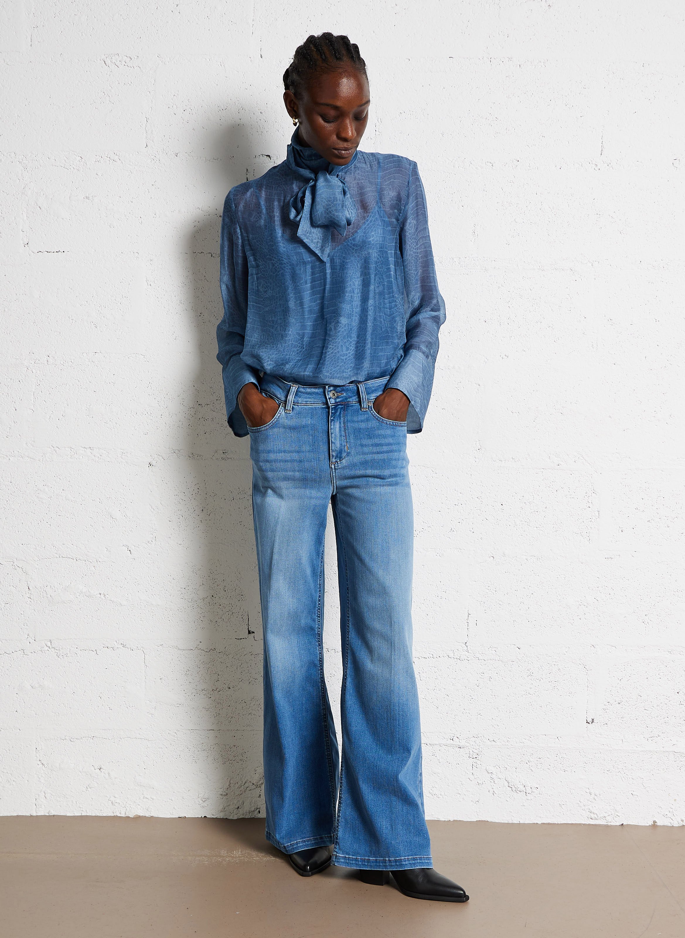 Flared jeans met hoge taille | katoenblend LIU JO Blauw