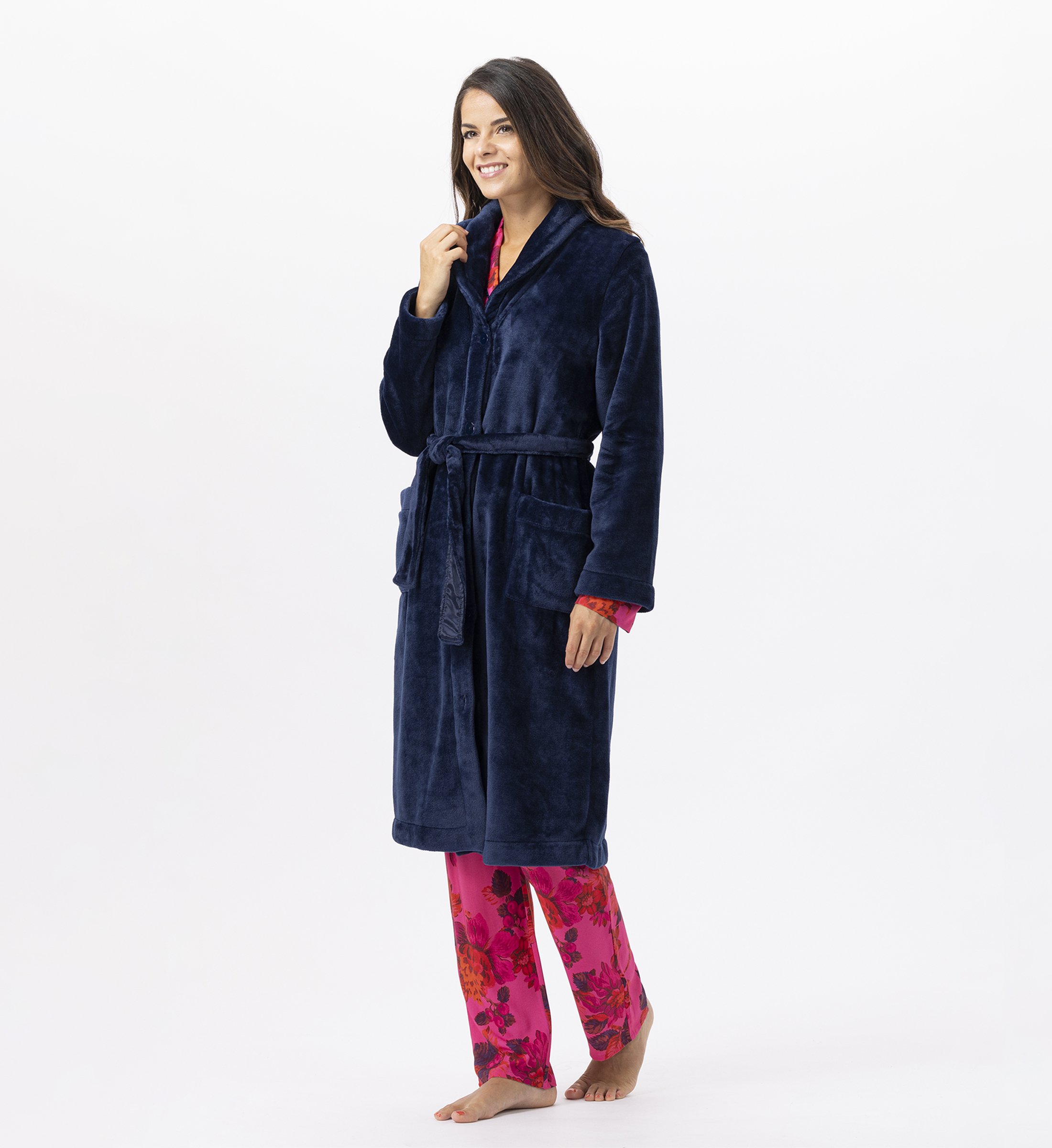 Plush flannel robe LE CHAT Blue