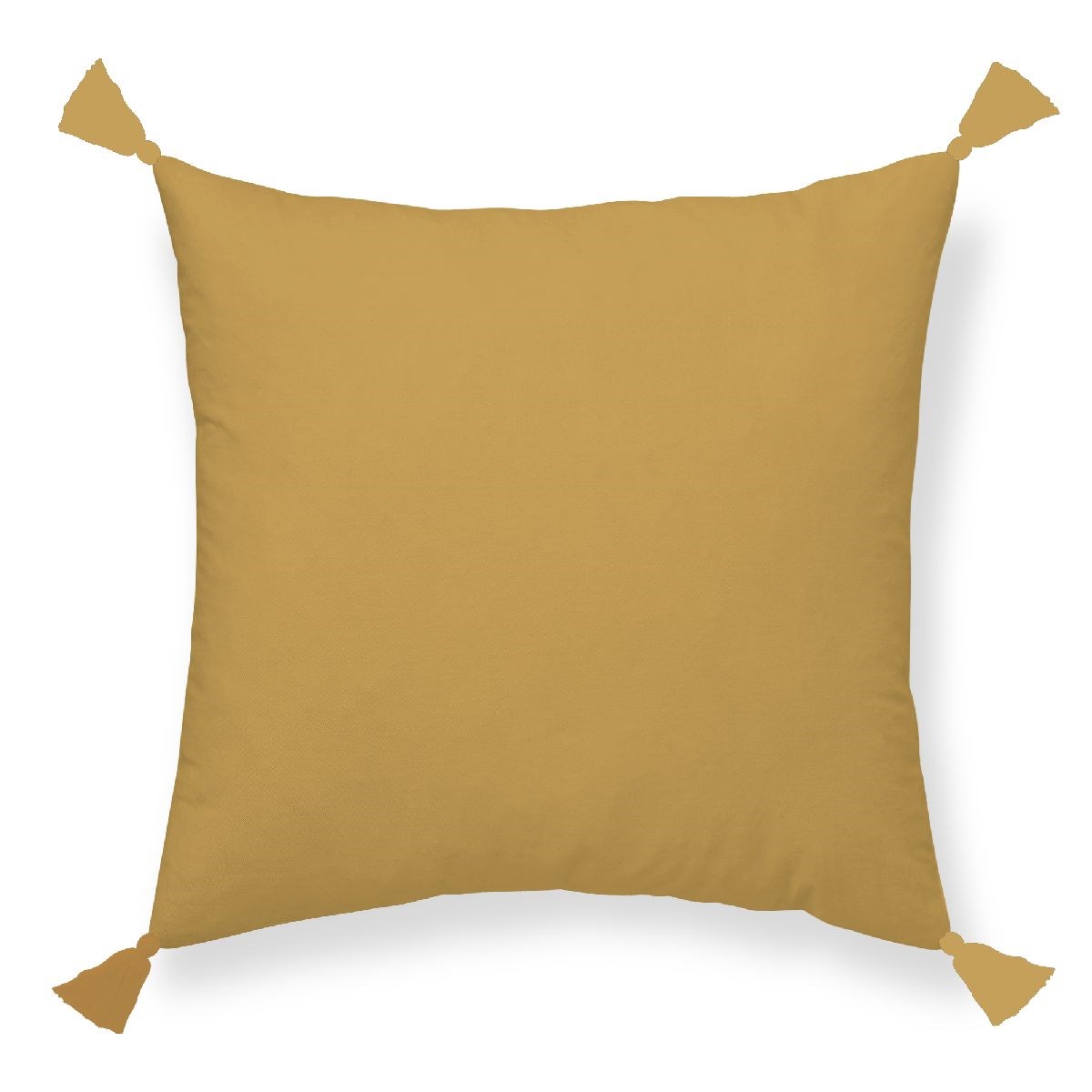 Removable pom-pom cushion in cotton gauze TODAY LINGE DE MAISON Yellow