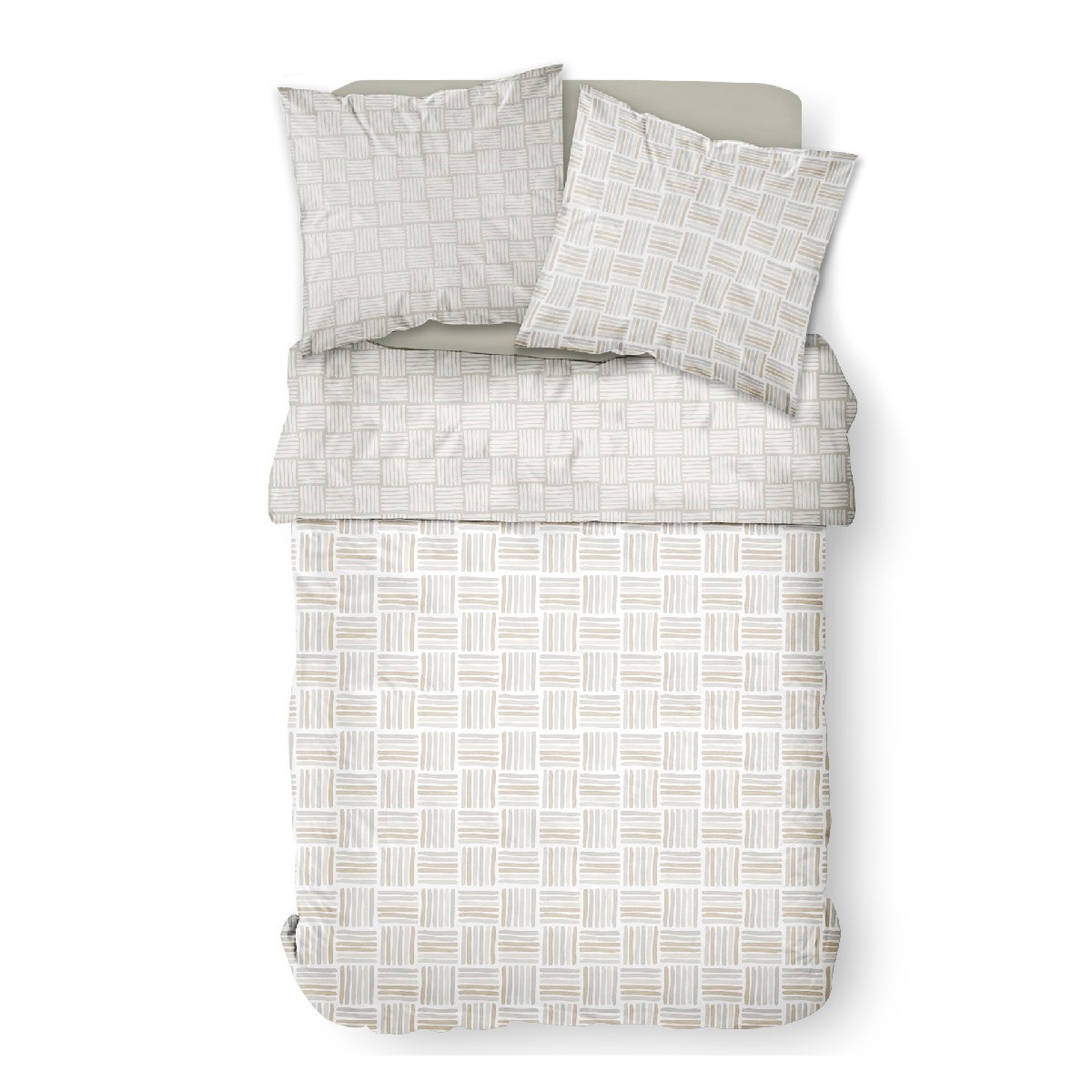 Printed cotton zippered bed set TODAY LINGE DE MAISON Beige