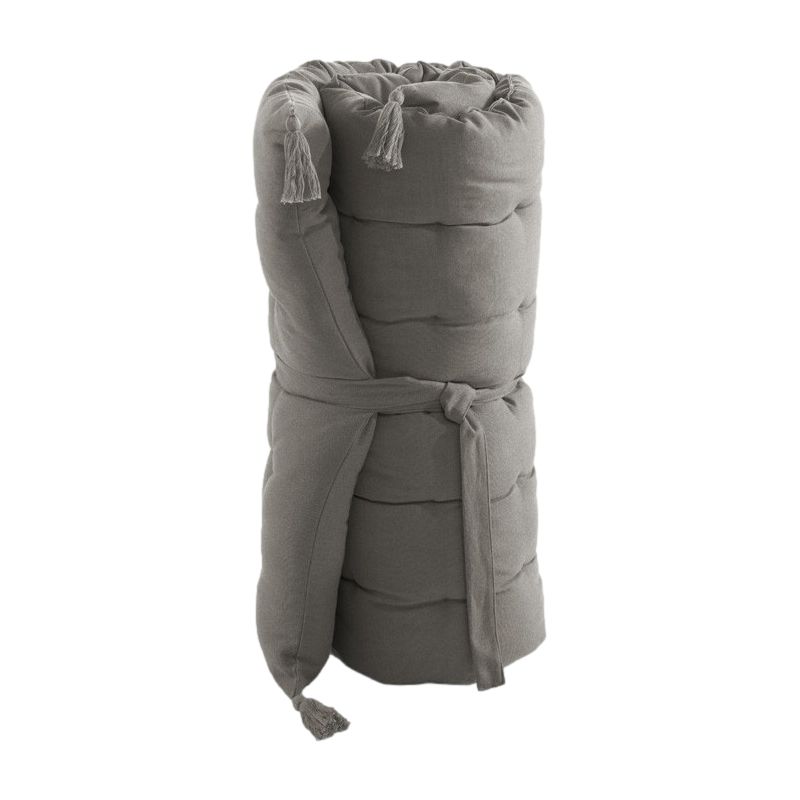 Floor cushion with water-repellent pompons L'EFFET PAPILLON Grey