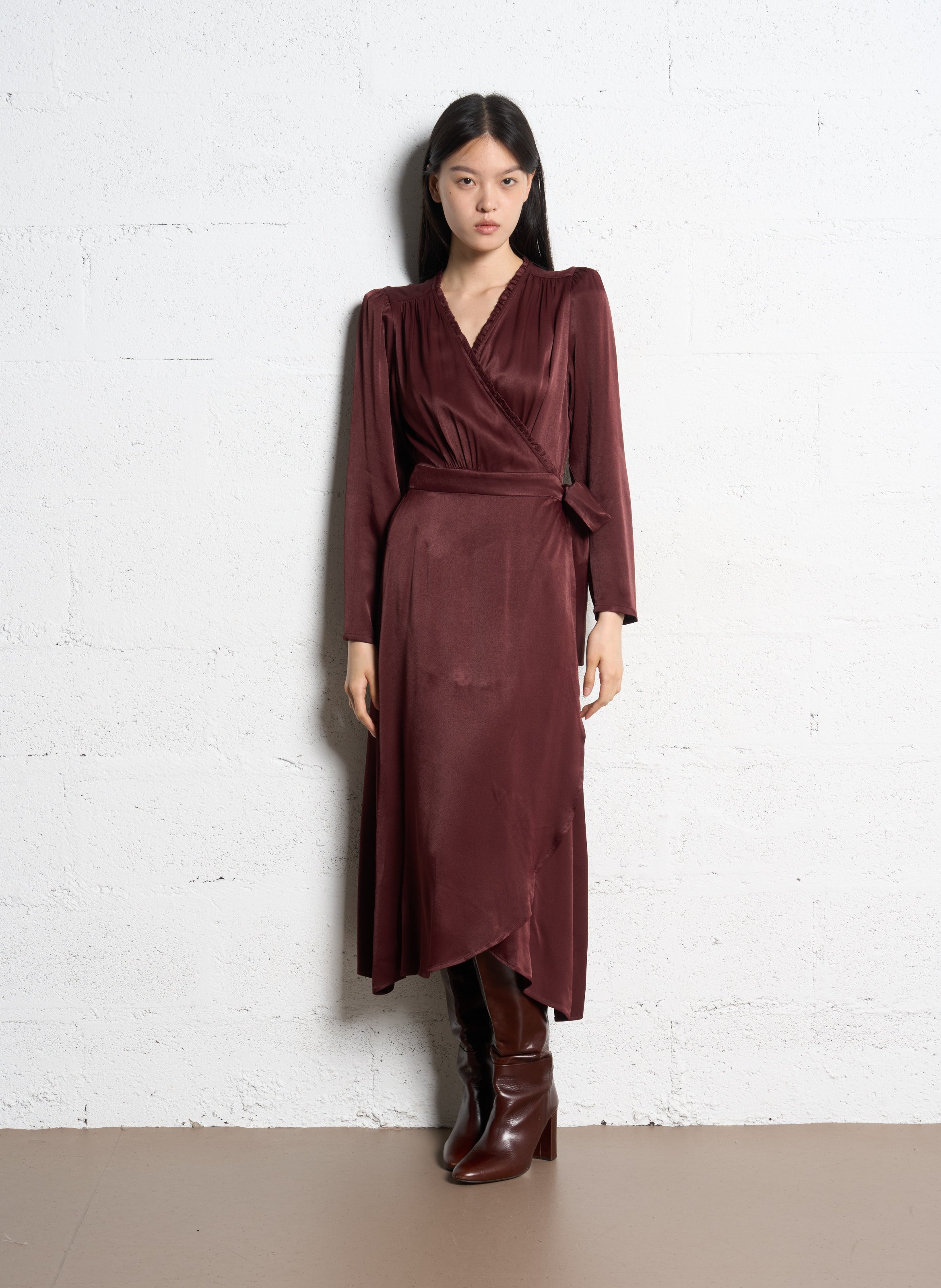 Robe midi cache coeur SUNCOO Prune