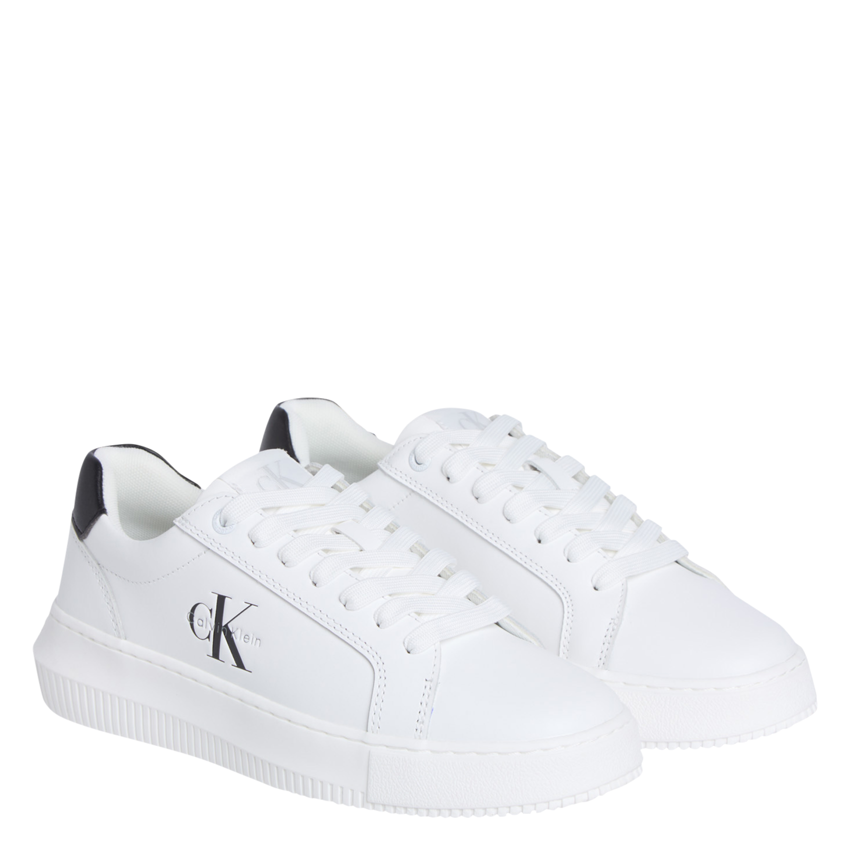 Baskets basses à logo en cuir CALVIN KLEIN Blanc