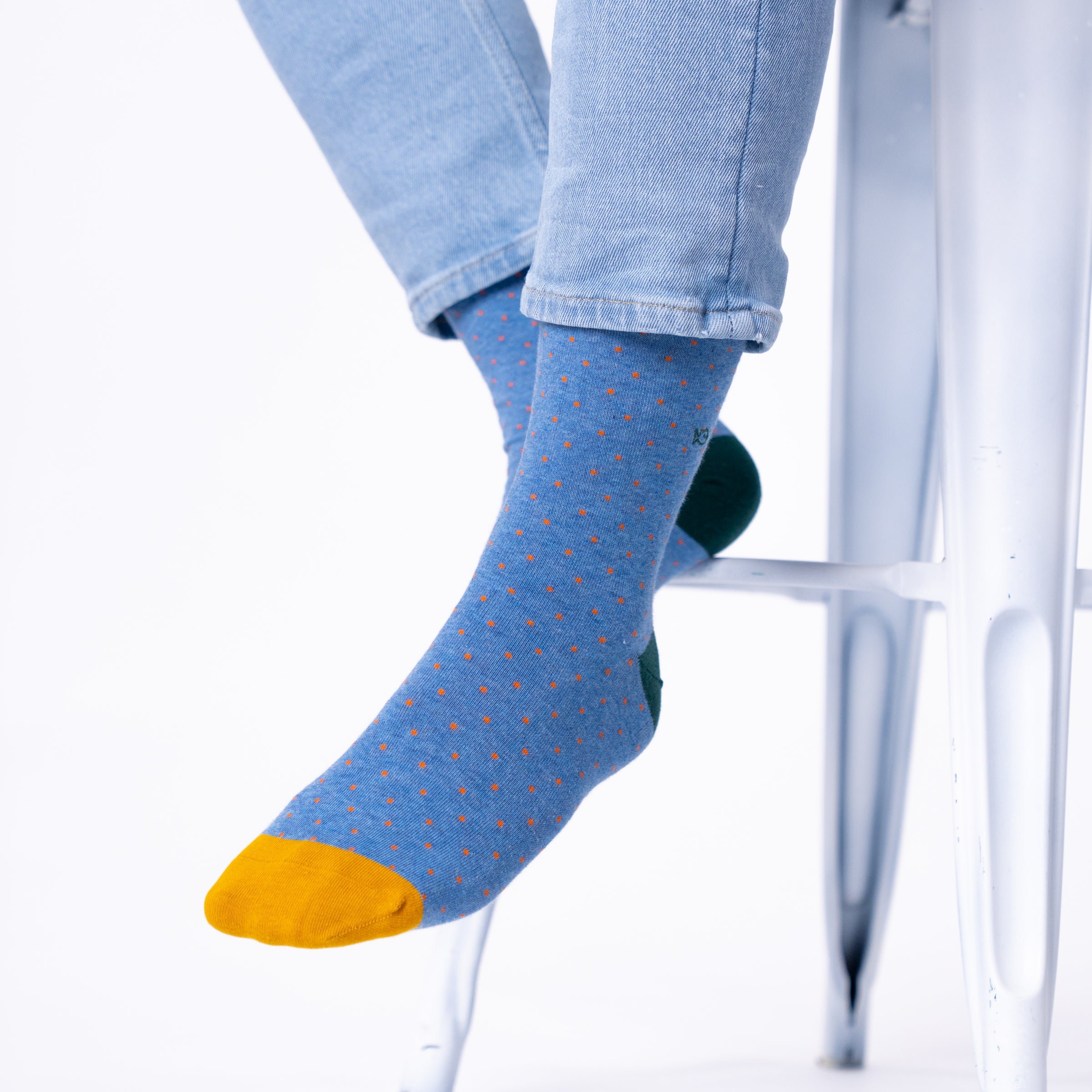 Combed cotton socks with polka dots BILLYBELT Blue