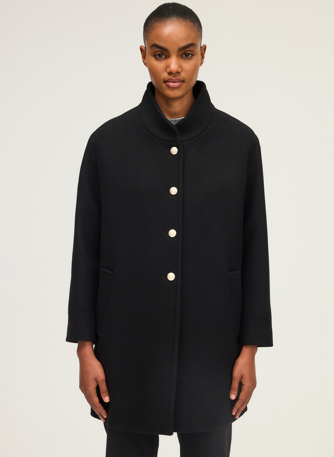 Straight buttoned coat PABLO Black