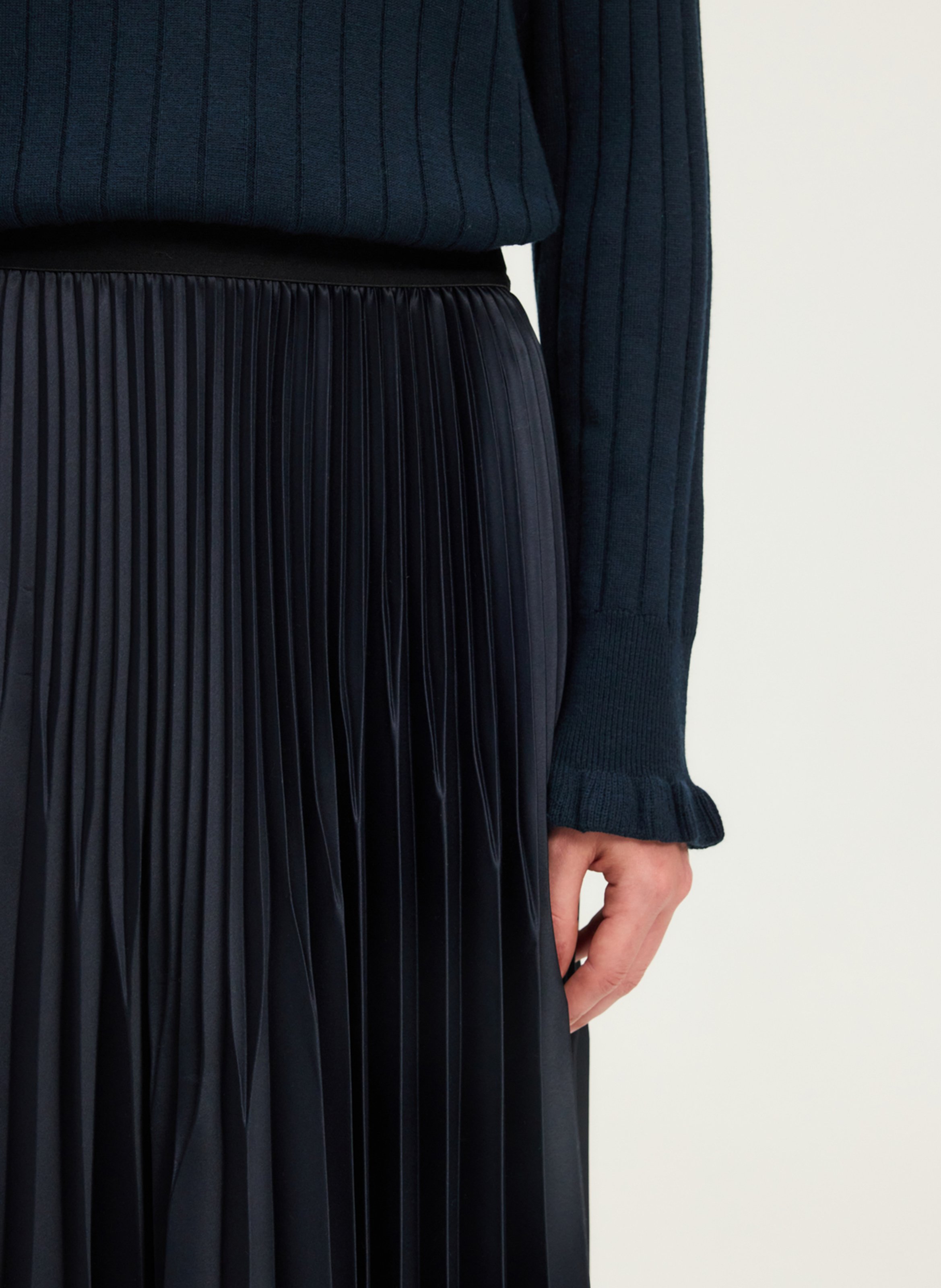 Jupe midi plissée PABLO Bleu