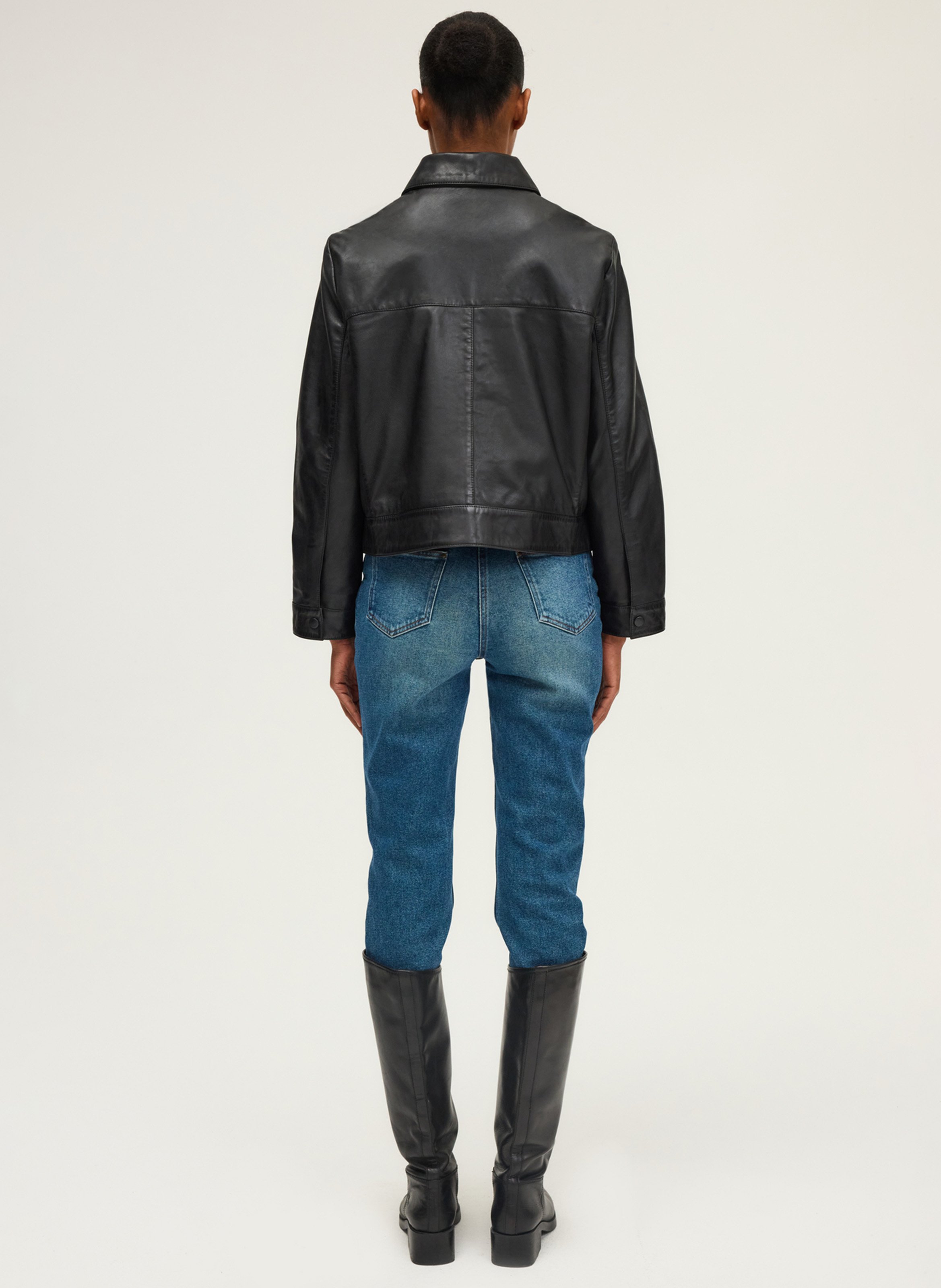 Surchemise droite en cuir PABLO Noir