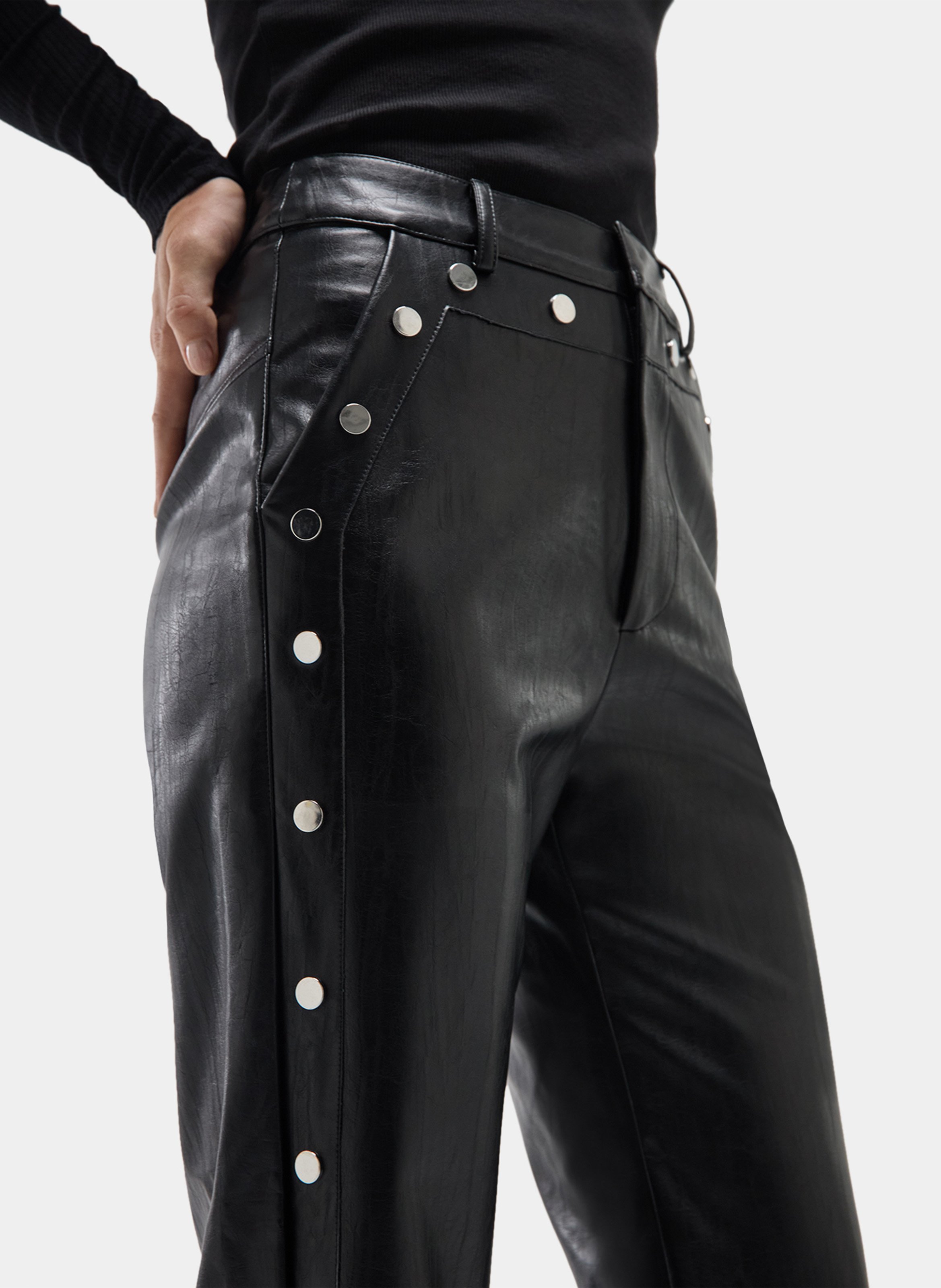Leather-effect straight-leg pants LAAGAM Black