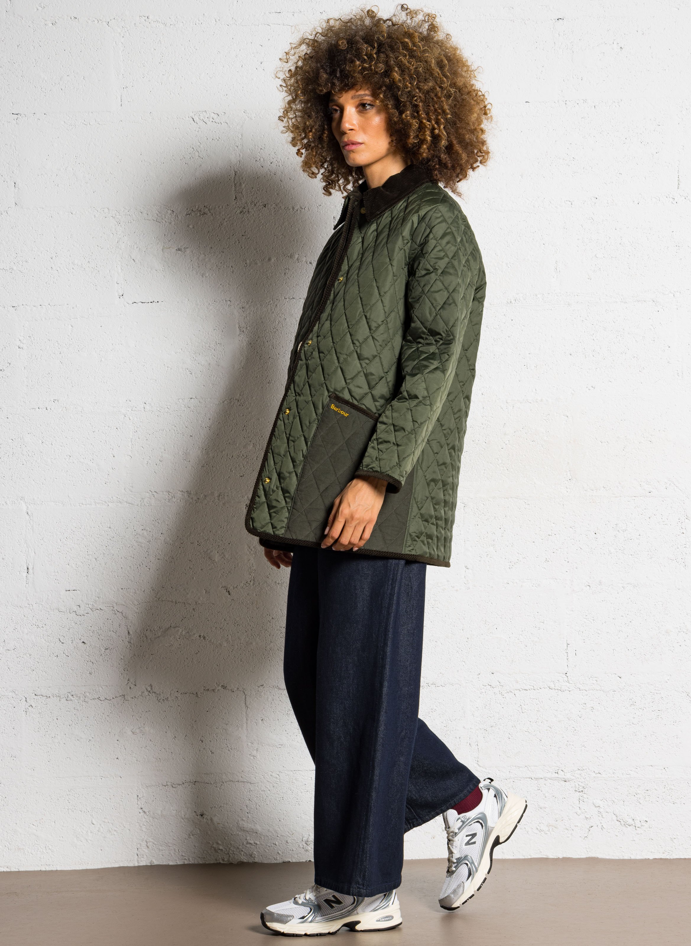 Veste droite matelassée col classique  BARBOUR Kaki