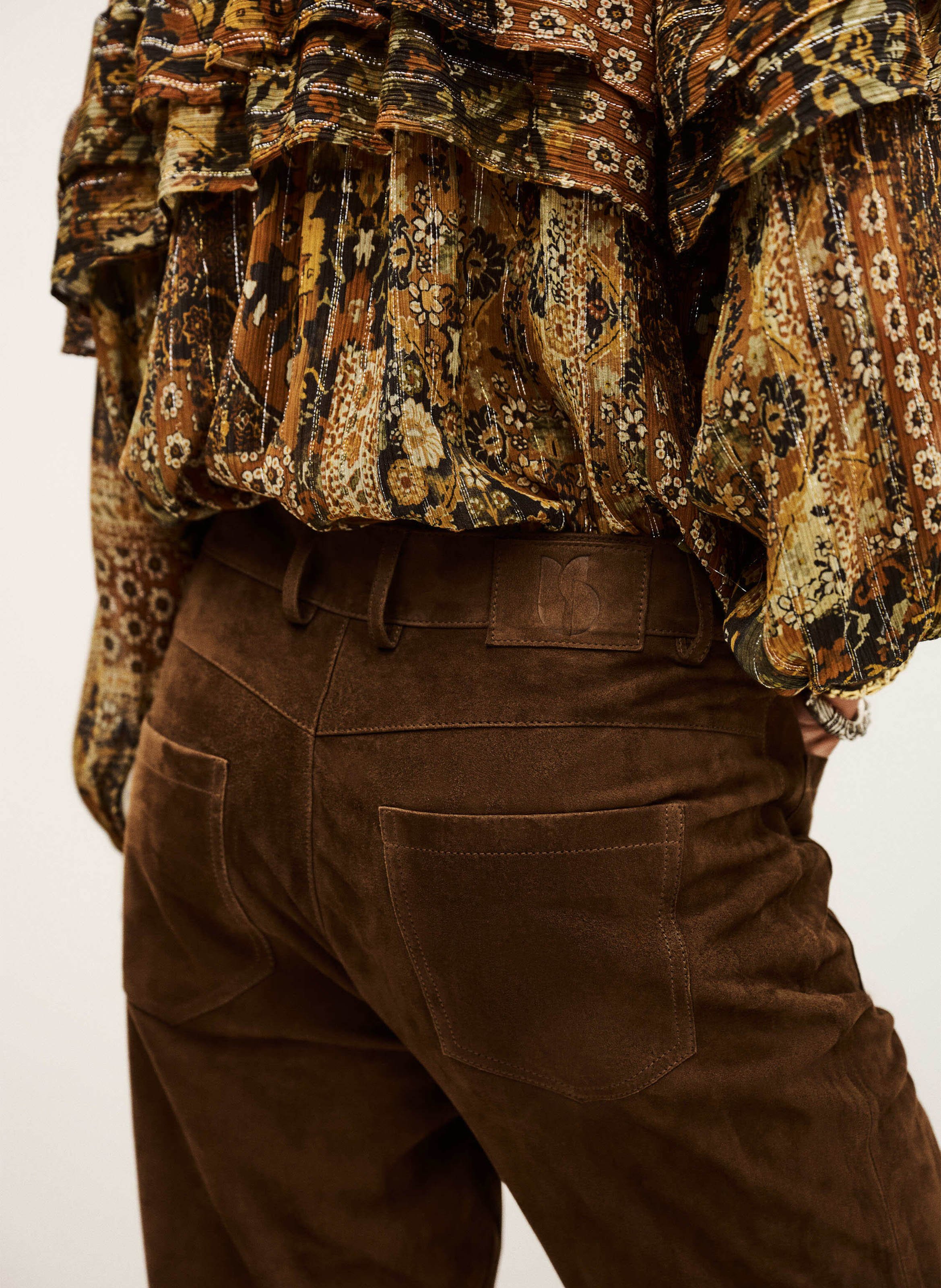 Pantalon large en daim BA&SH Marron