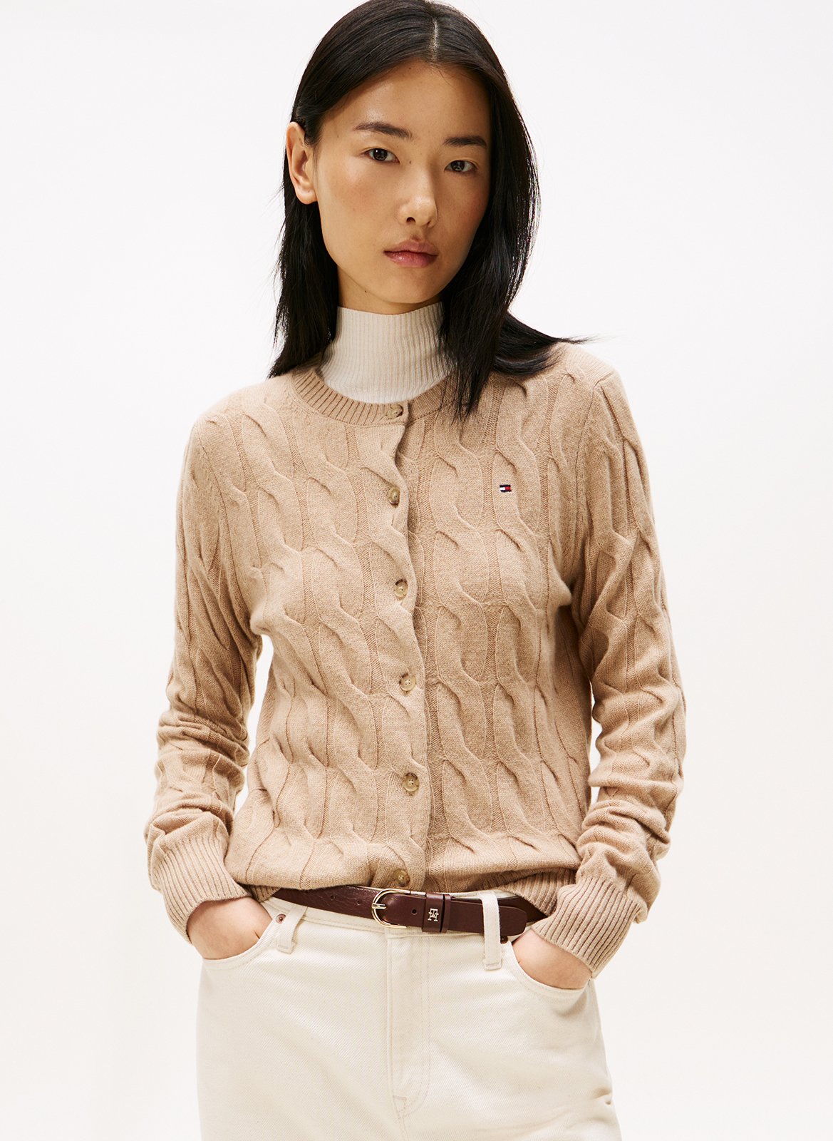 Gilet col rond en laine TOMMY HILFIGER Beige