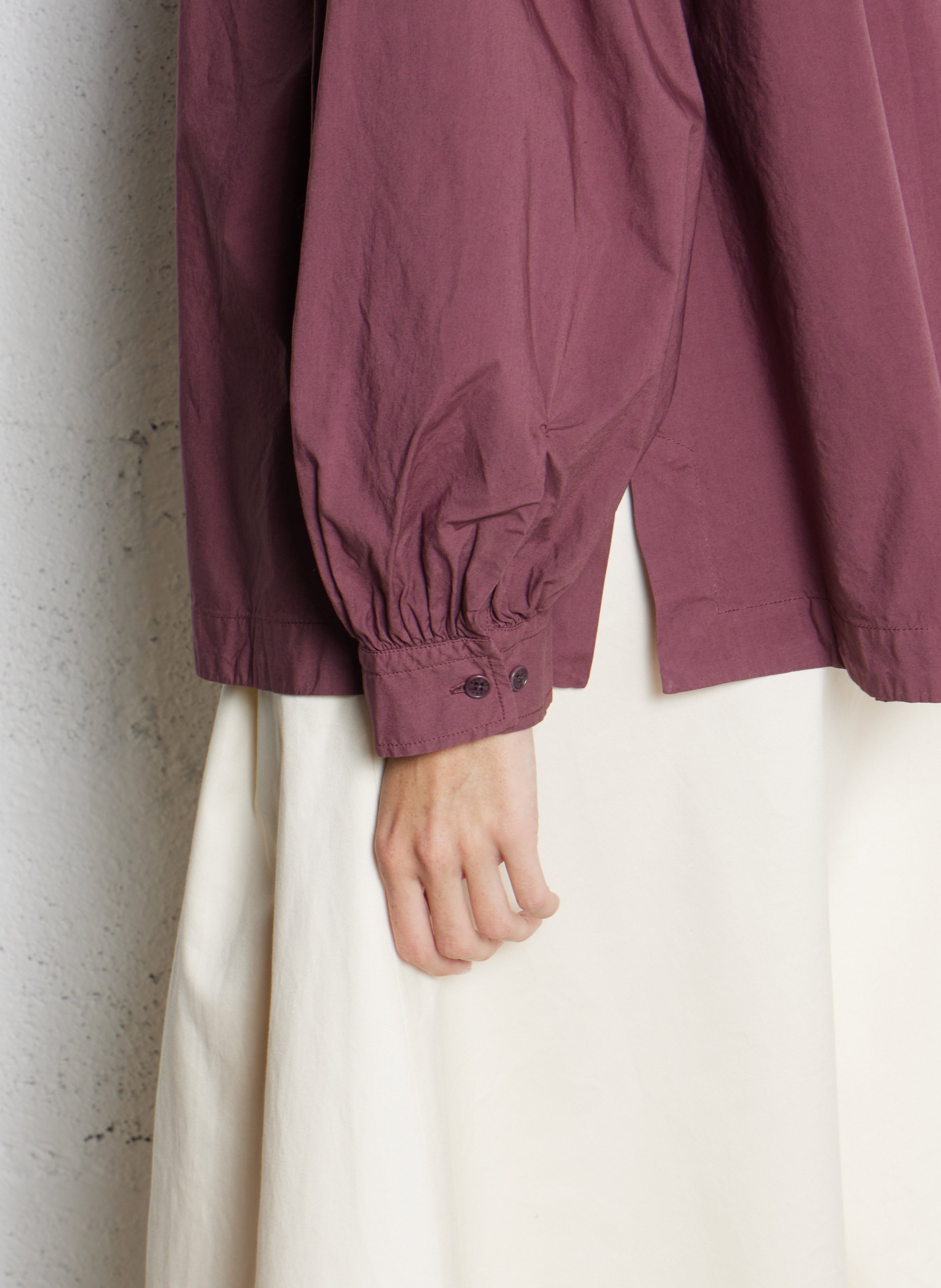 Ruimvallende blouse van biokatoen met klassieke kraag RUE DE TOKYO Paars