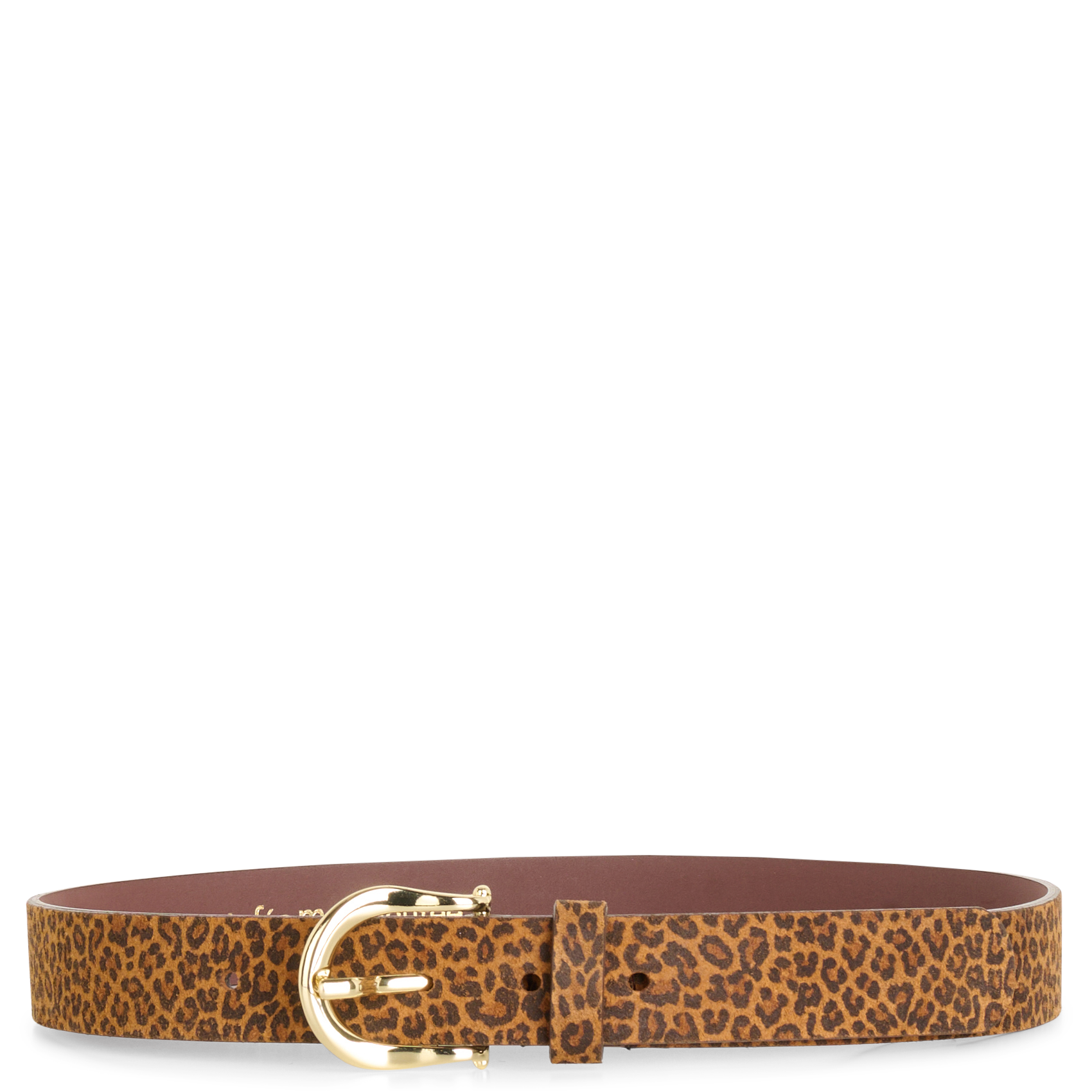 Ceinture à boucle effet léopard en cuir LA FEE MARABOUTEE Marron