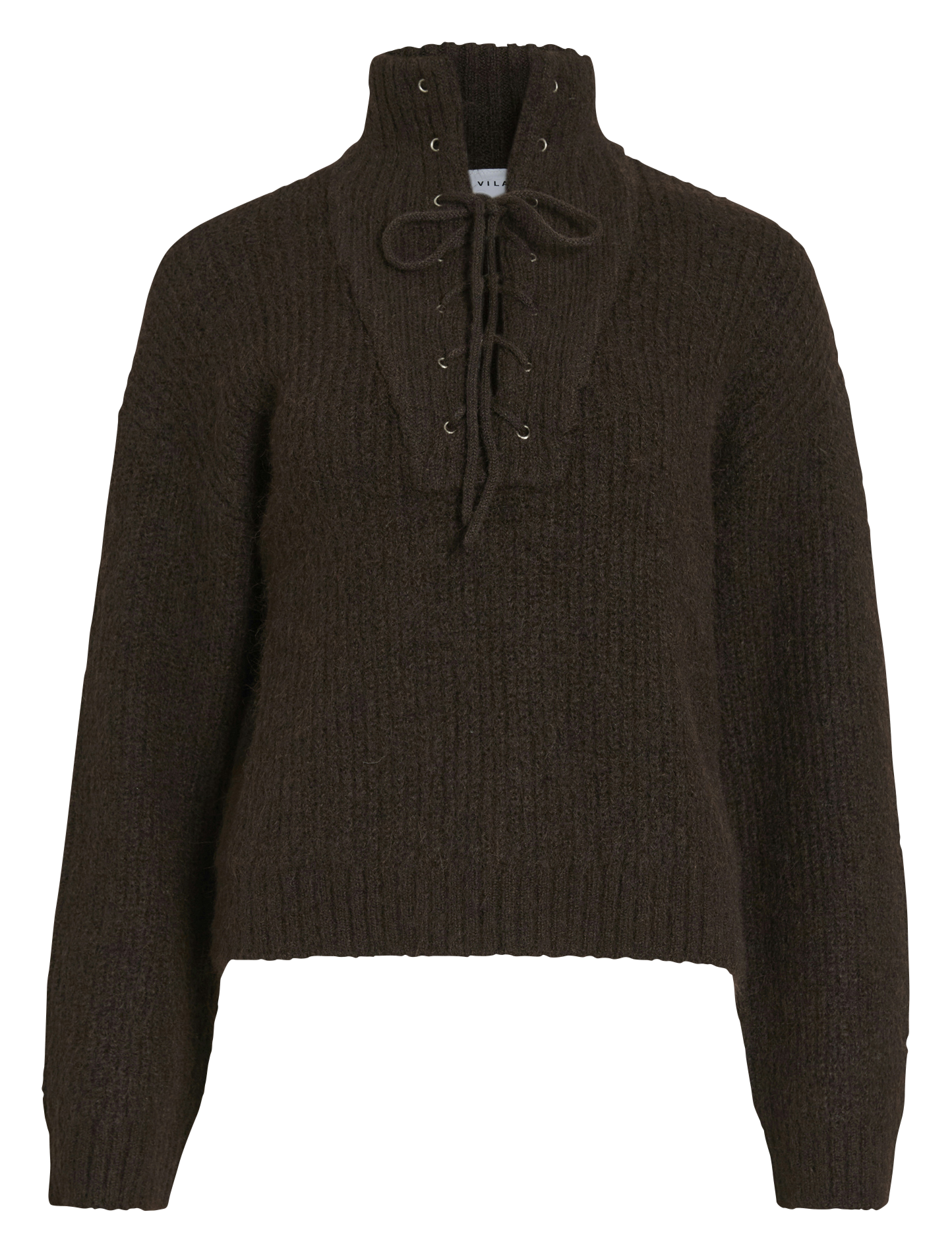 Pull droit col montant en maille VILA Marron