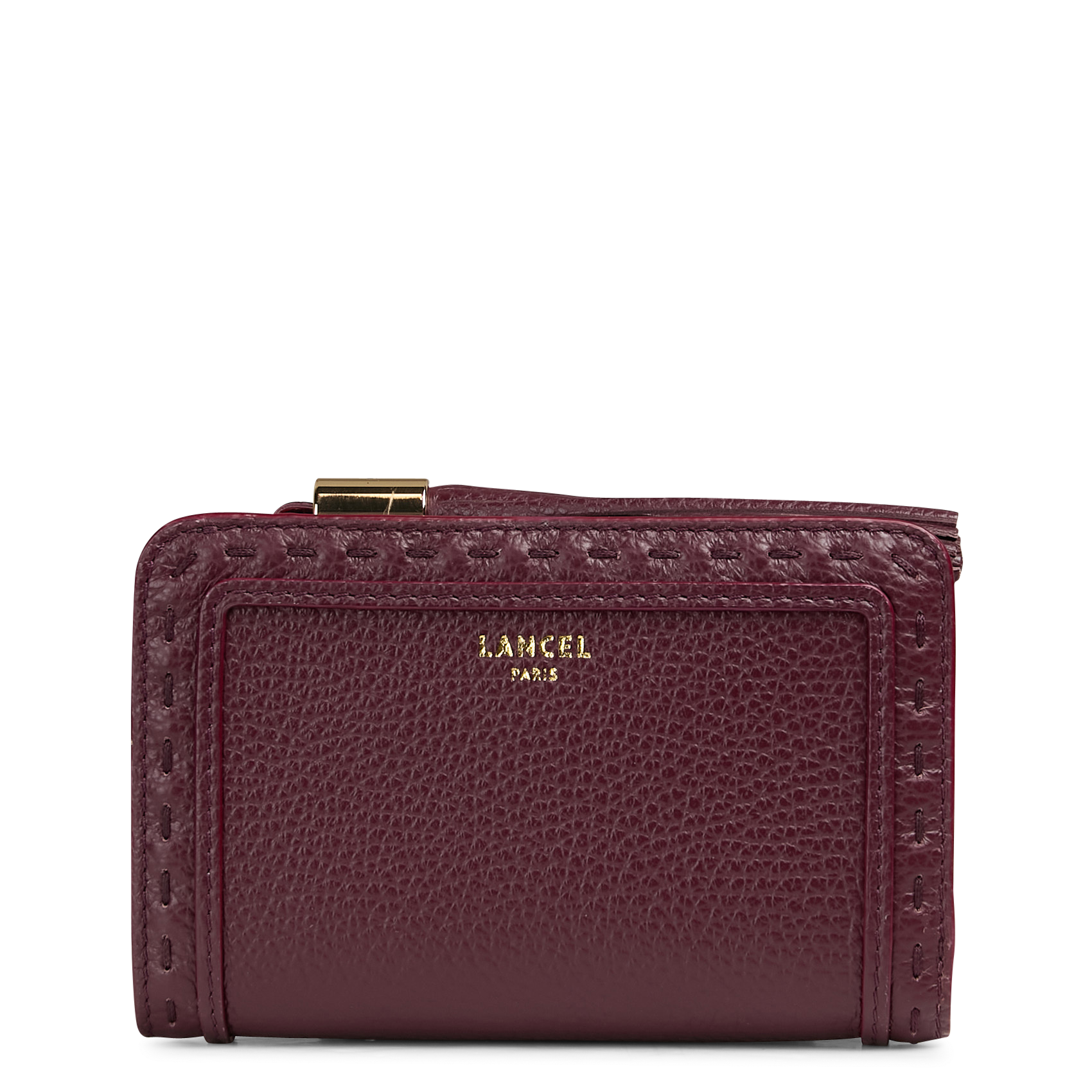 Portefeuille en cuir de vachette grainé LANCEL Prune