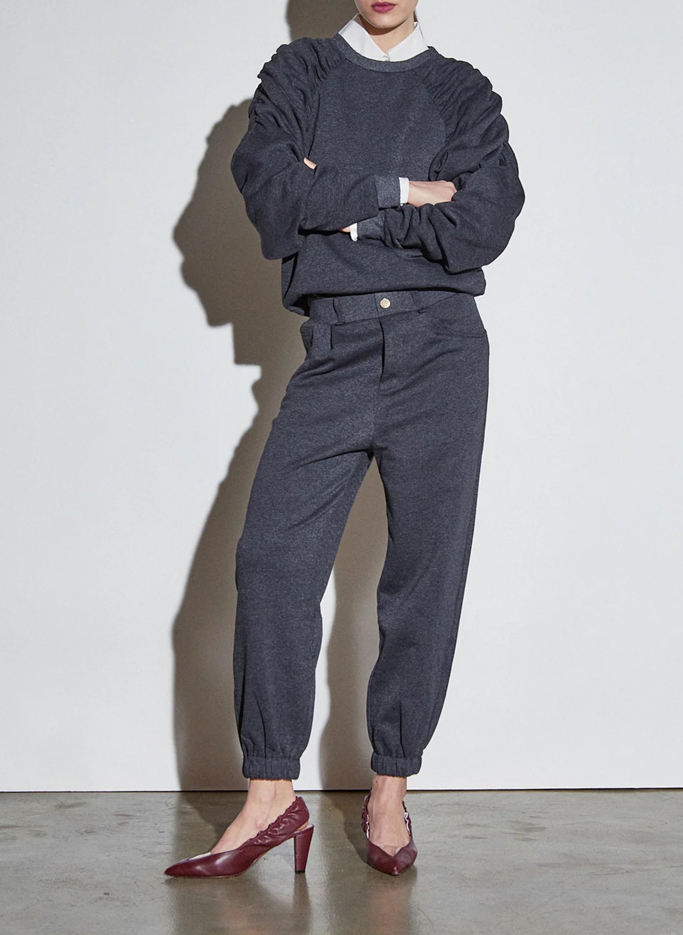 Jogging taille haute en coton mélangé THE LABEL EDITION Gris