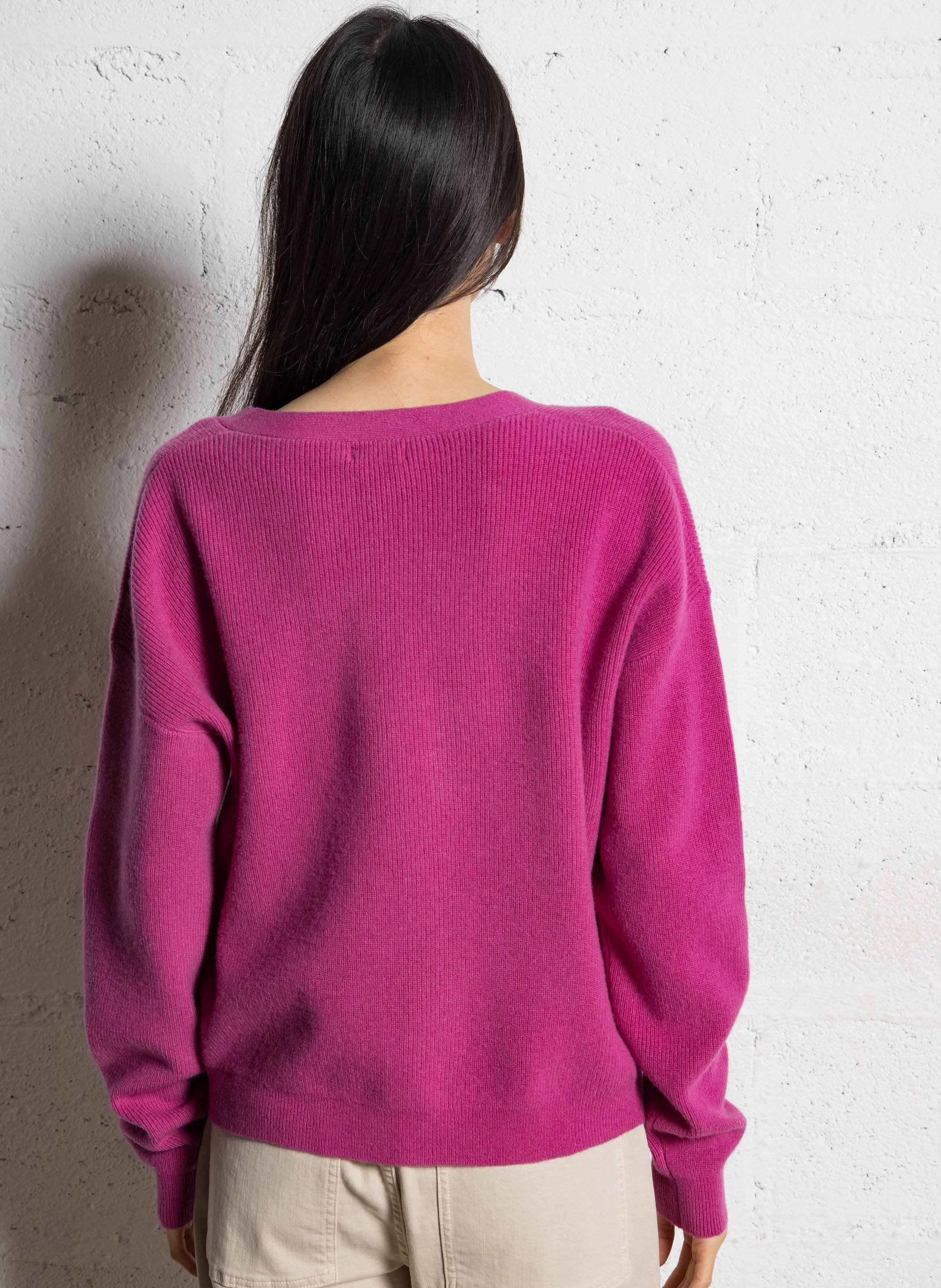 Oversized, wollen vest met V-hals JC SOPHIE Roze