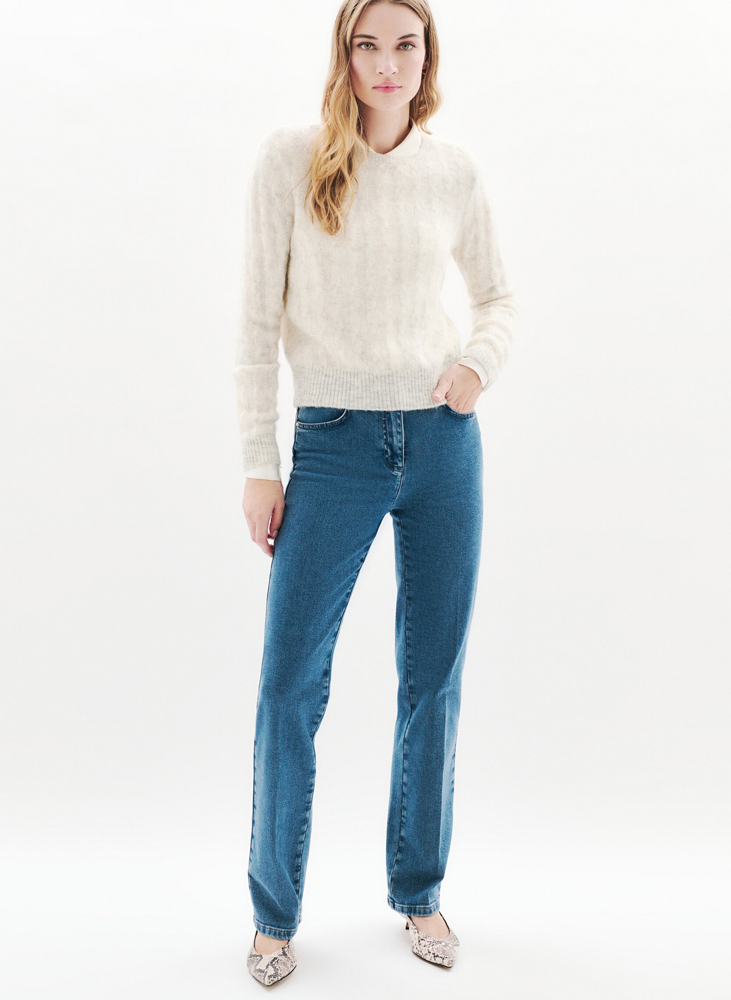 Pull col rond  CAROLL Beige