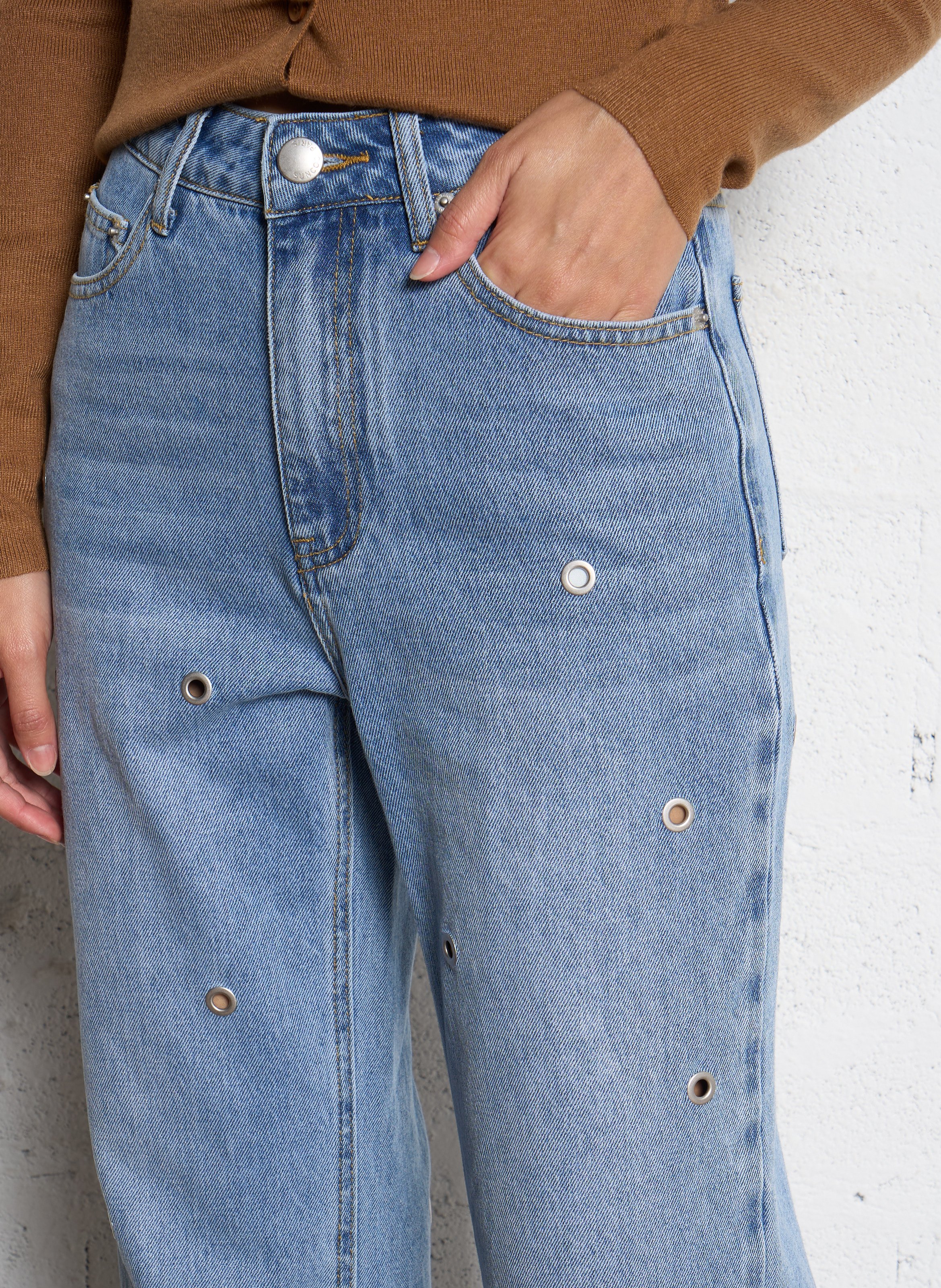 Jean droit en coton SUNCOO Bleu