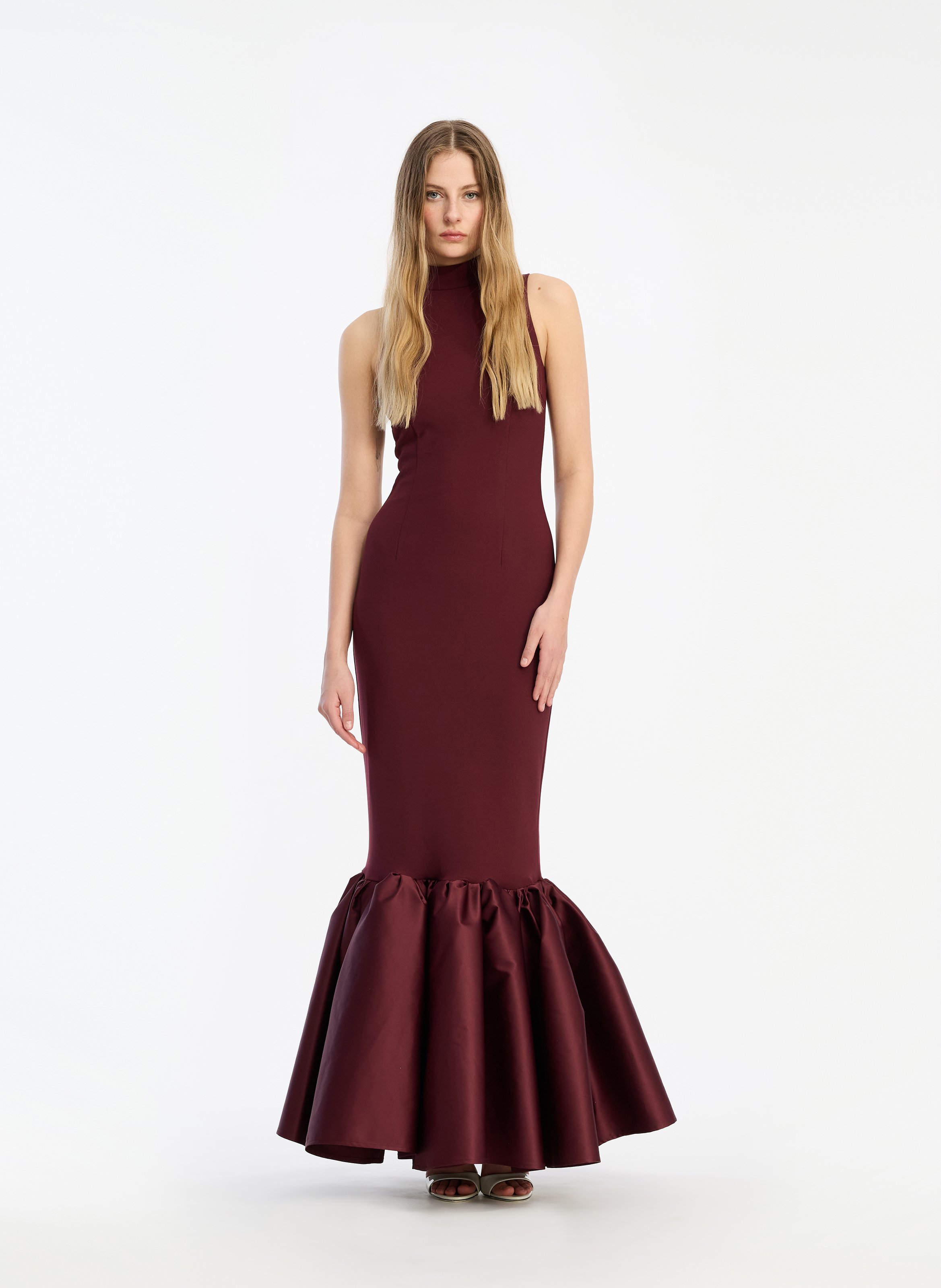 Long high-neck dress ROTATE Brown