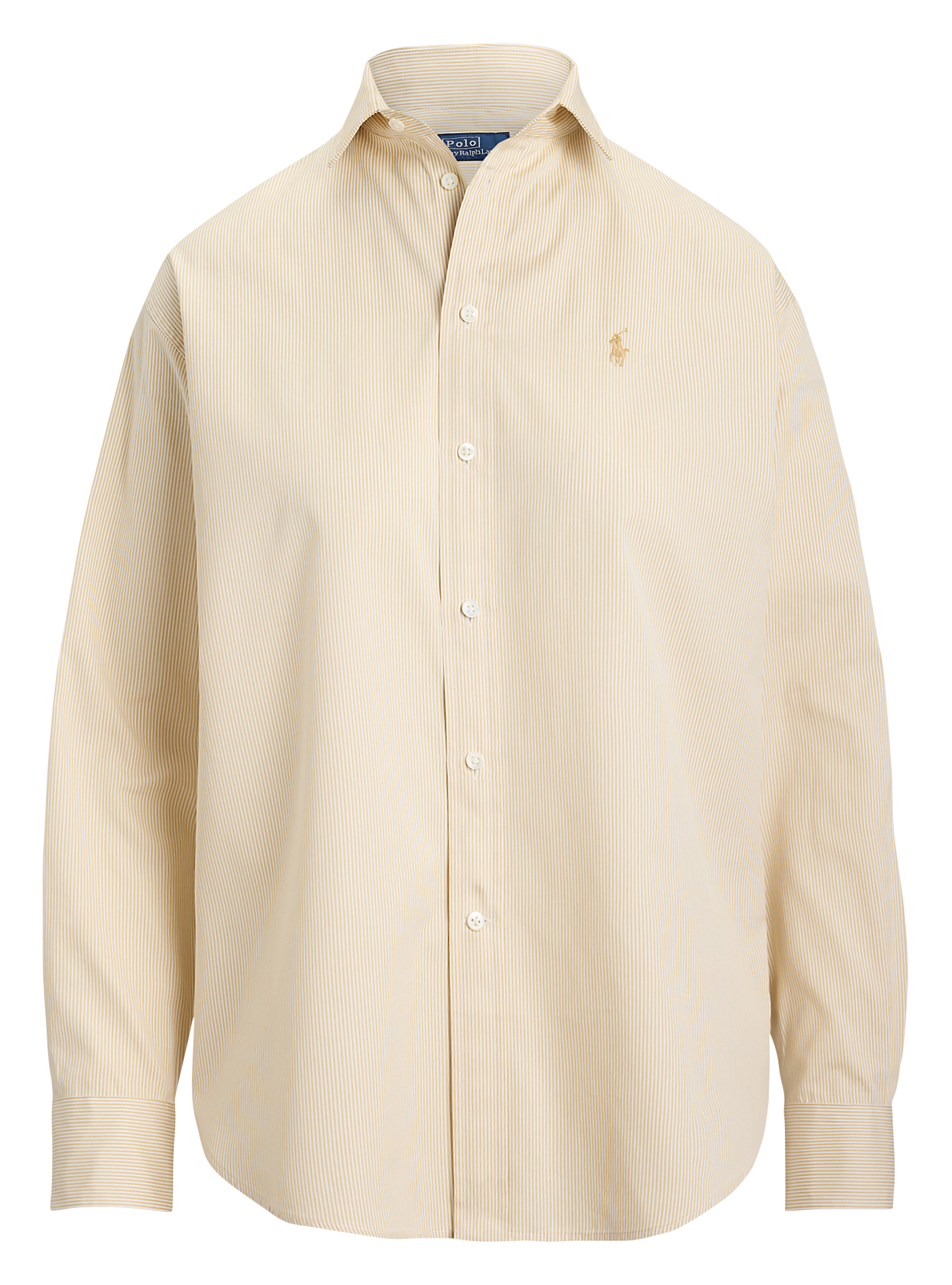 Overhemd met wijde pasvorm en klassieke kraag in gestreept katoenmix POLO RALPH LAUREN Beige