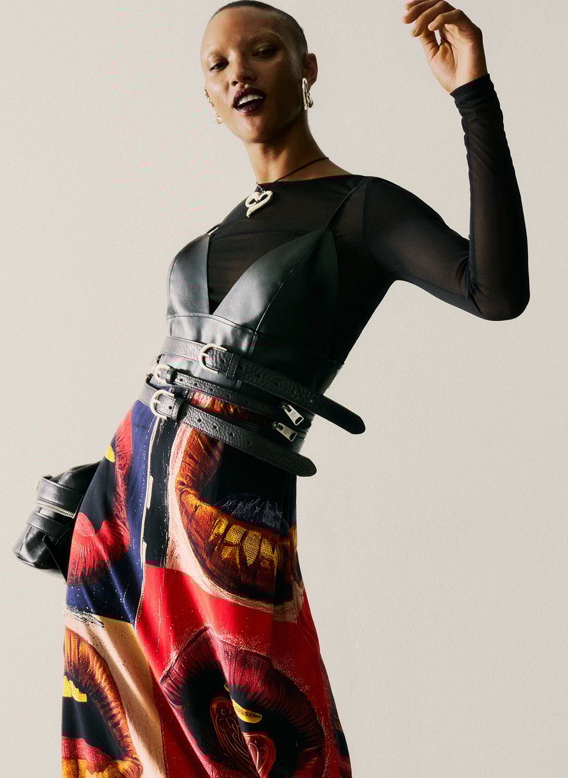 Langes, bedrucktes Kleid mit Rundhalsausschnitt DESIGUAL Schwarz