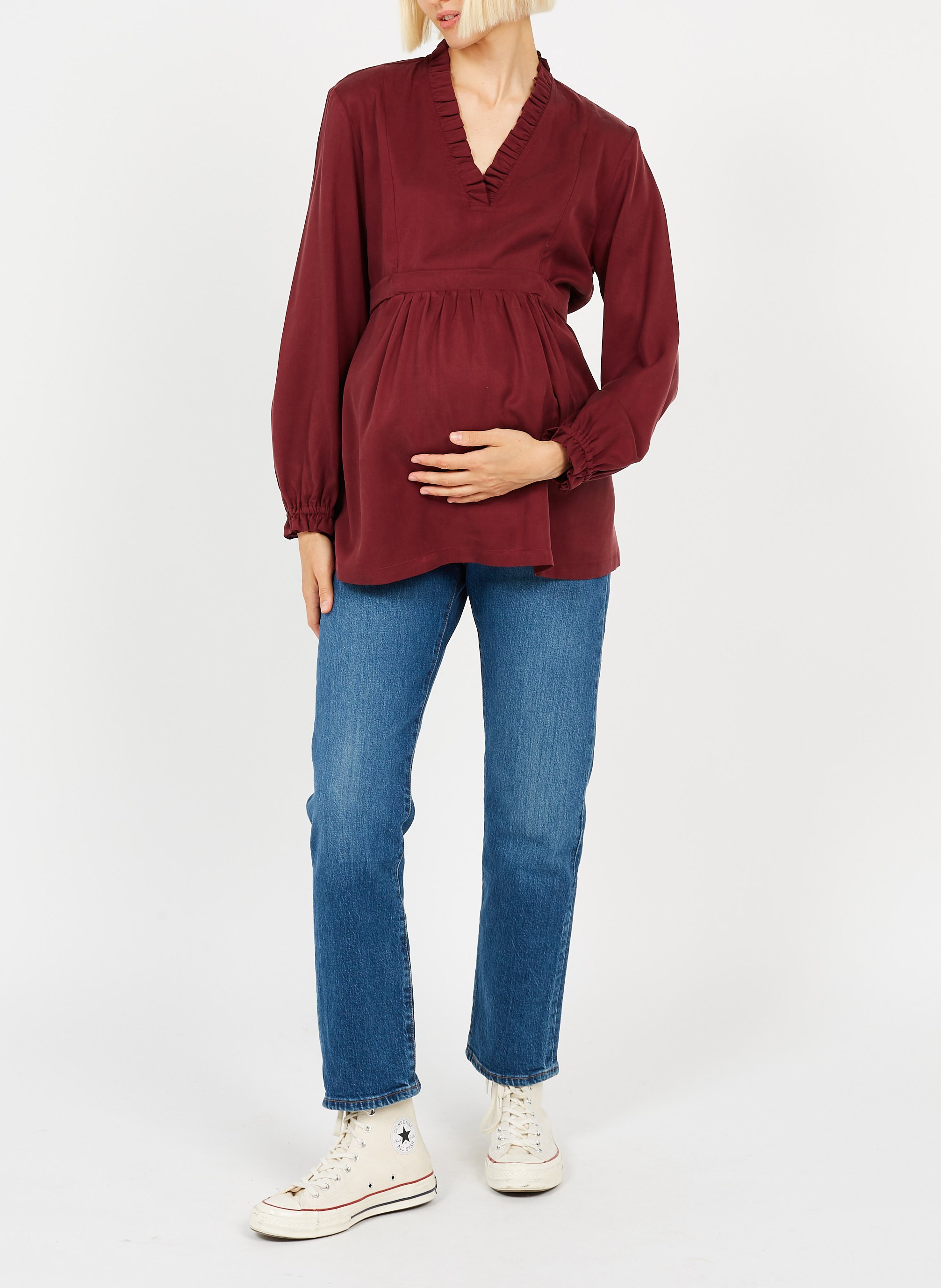 Long-sleeved maternity top POLINA Red