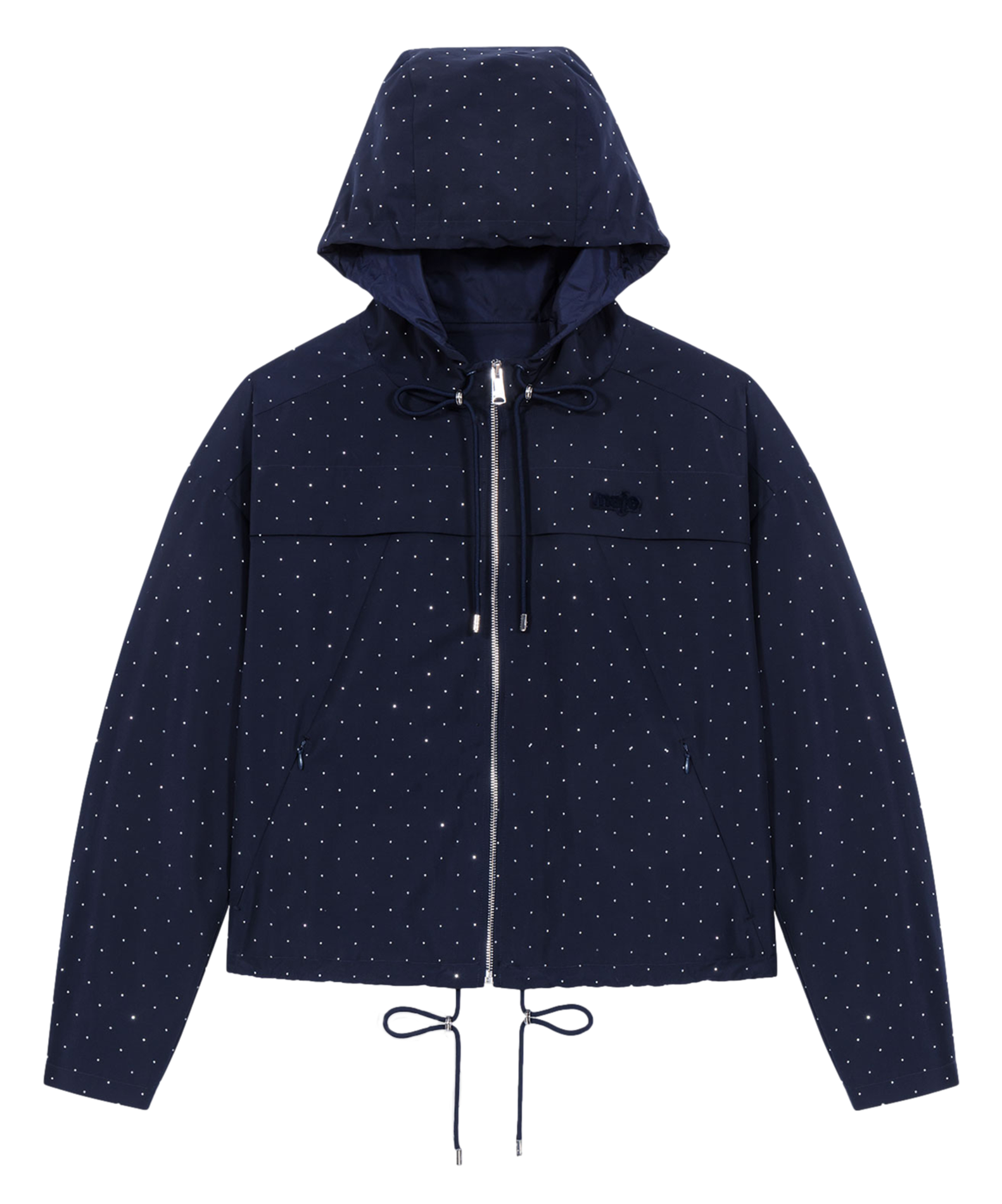 Windjack met opstaande kraag en strass recht model MAJE Blauw