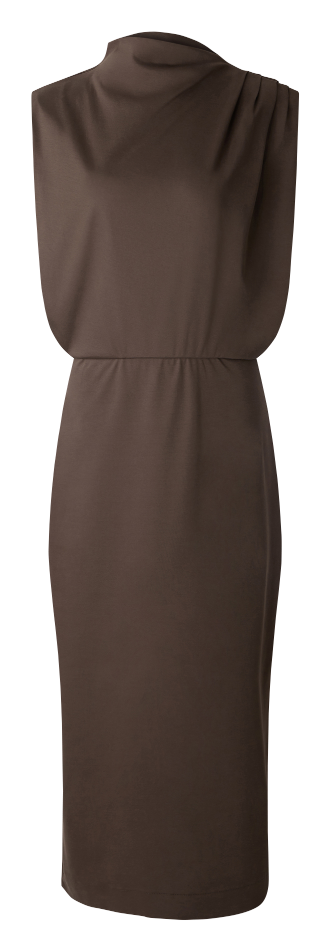 Long cotton high-neck dress SOEUR Brown